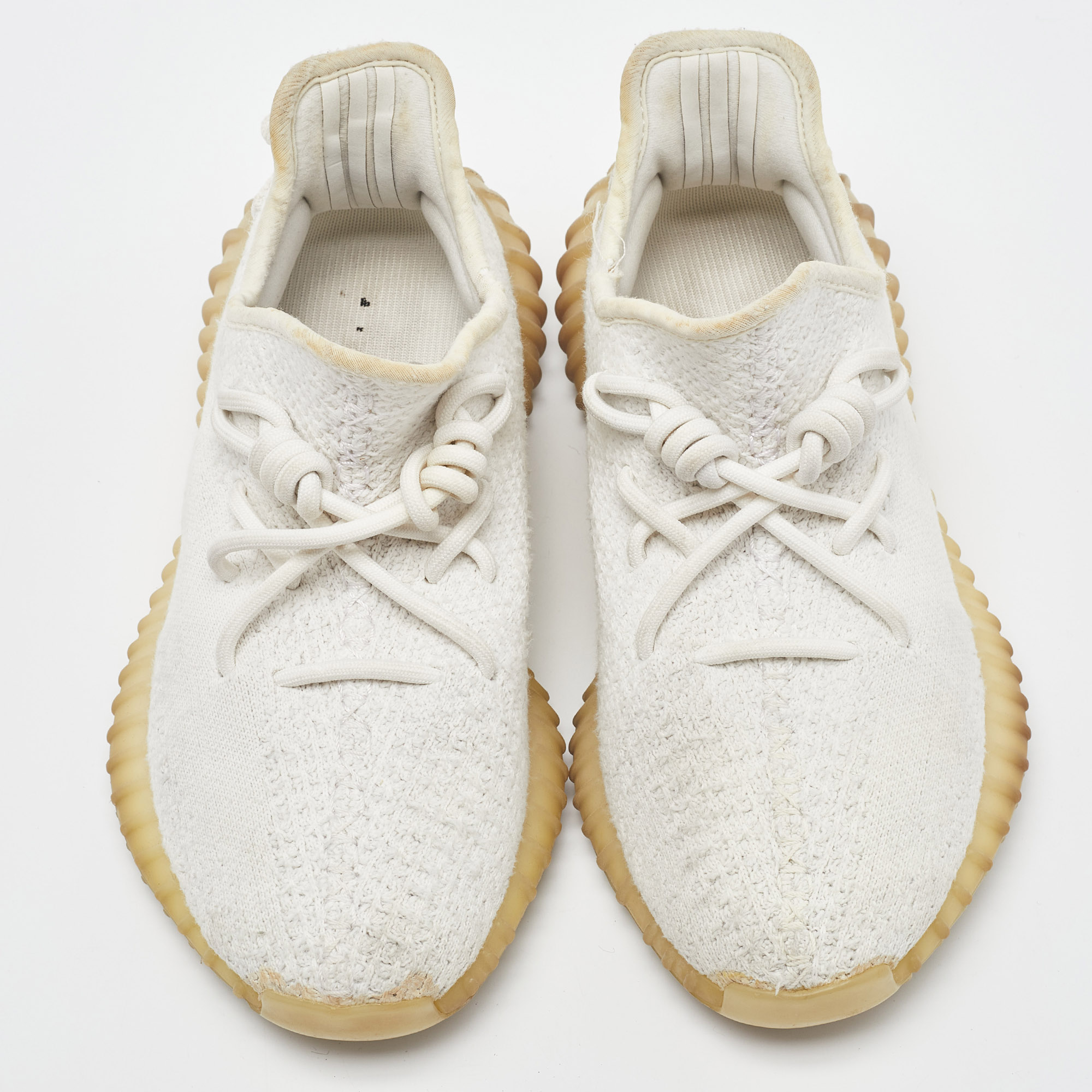 Yeezy X Adidas Cream Knit Fabric Boost 350 V2 Cream Sneakers Size 38 2/3