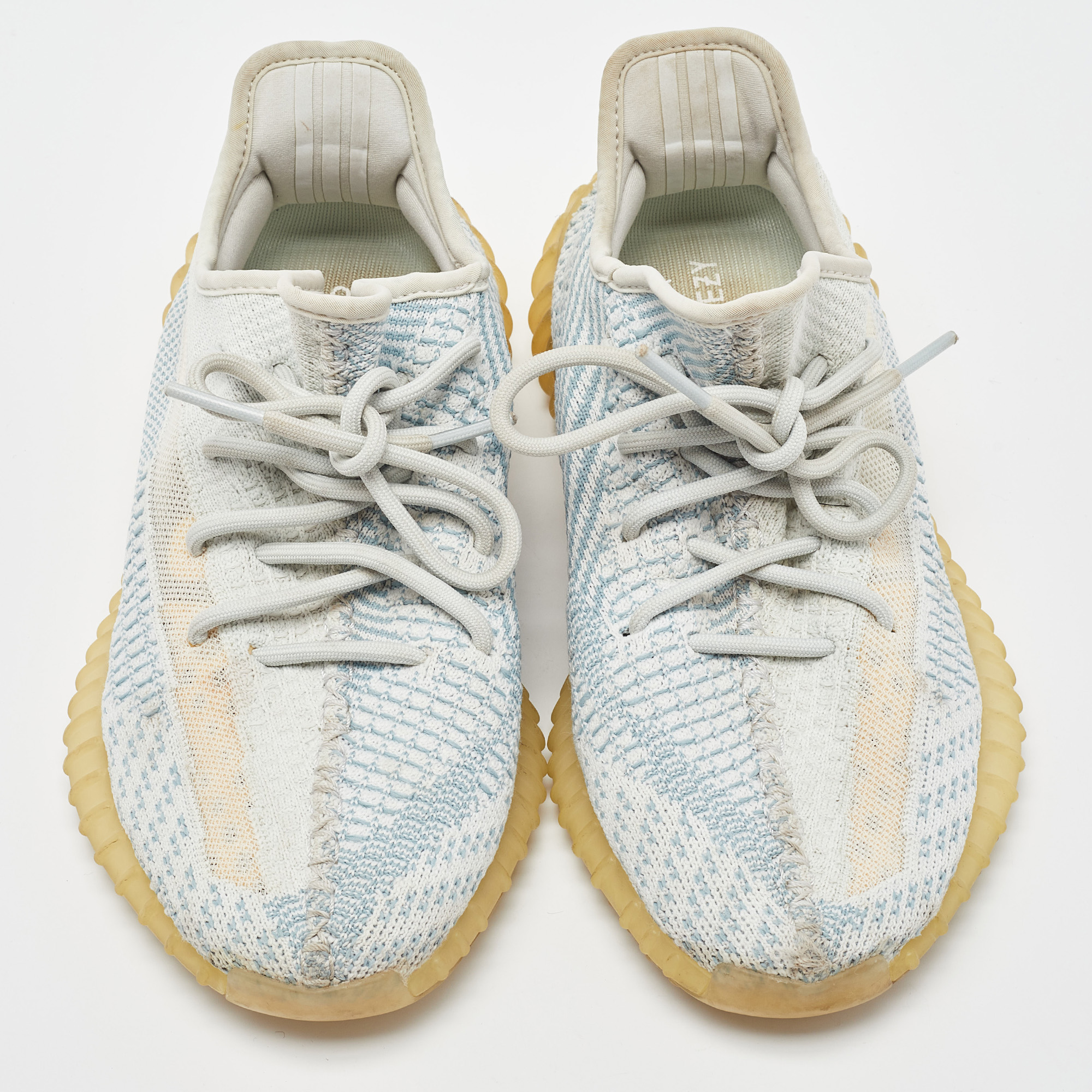 Yeezy X Adidas White/Green Knit Fabric Boost 350 V2 Cloud White Non Reflective Sneakers Size 40 2/3
