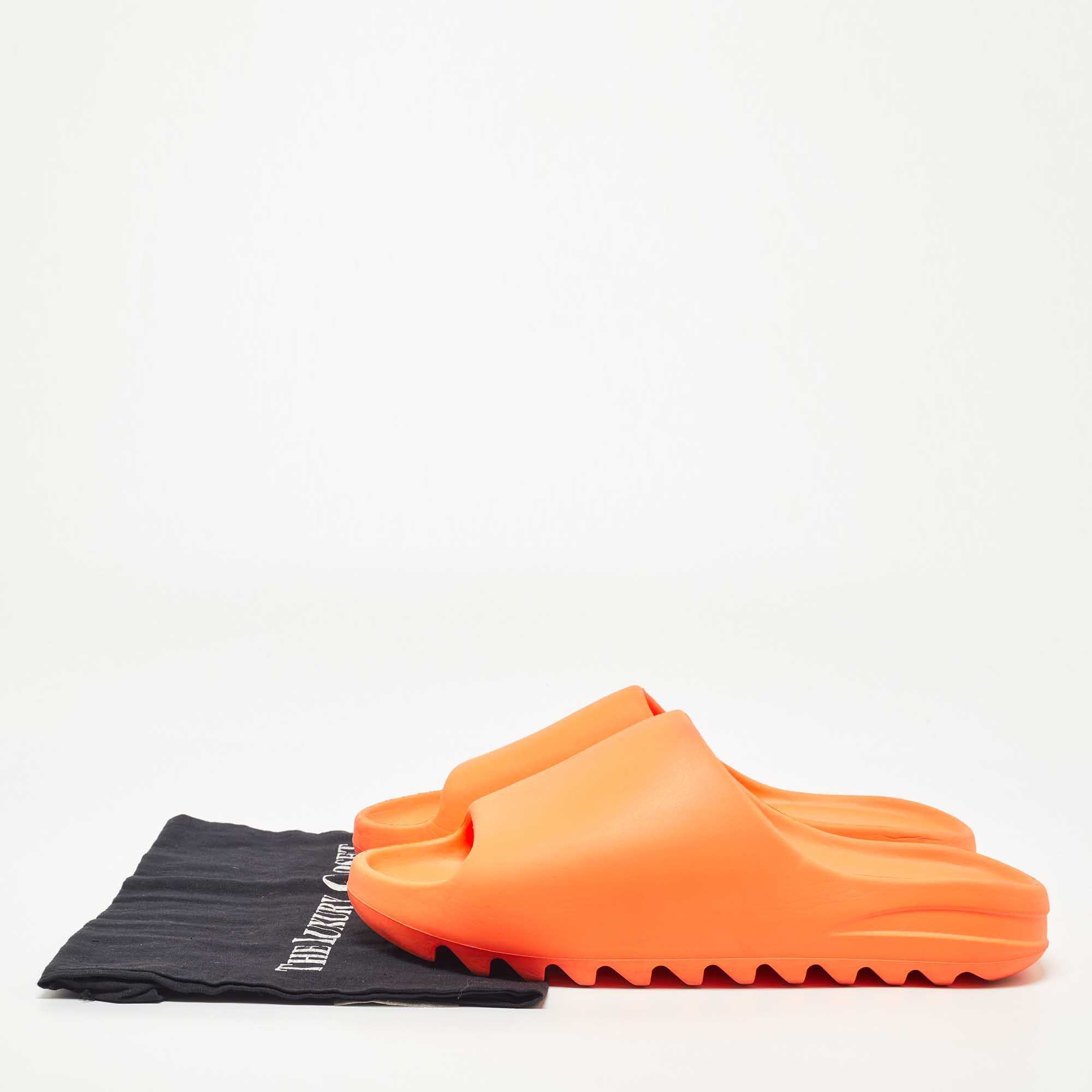 Yeezy X Adidas Orange Rubber Enflame Slides Size 45 1/3