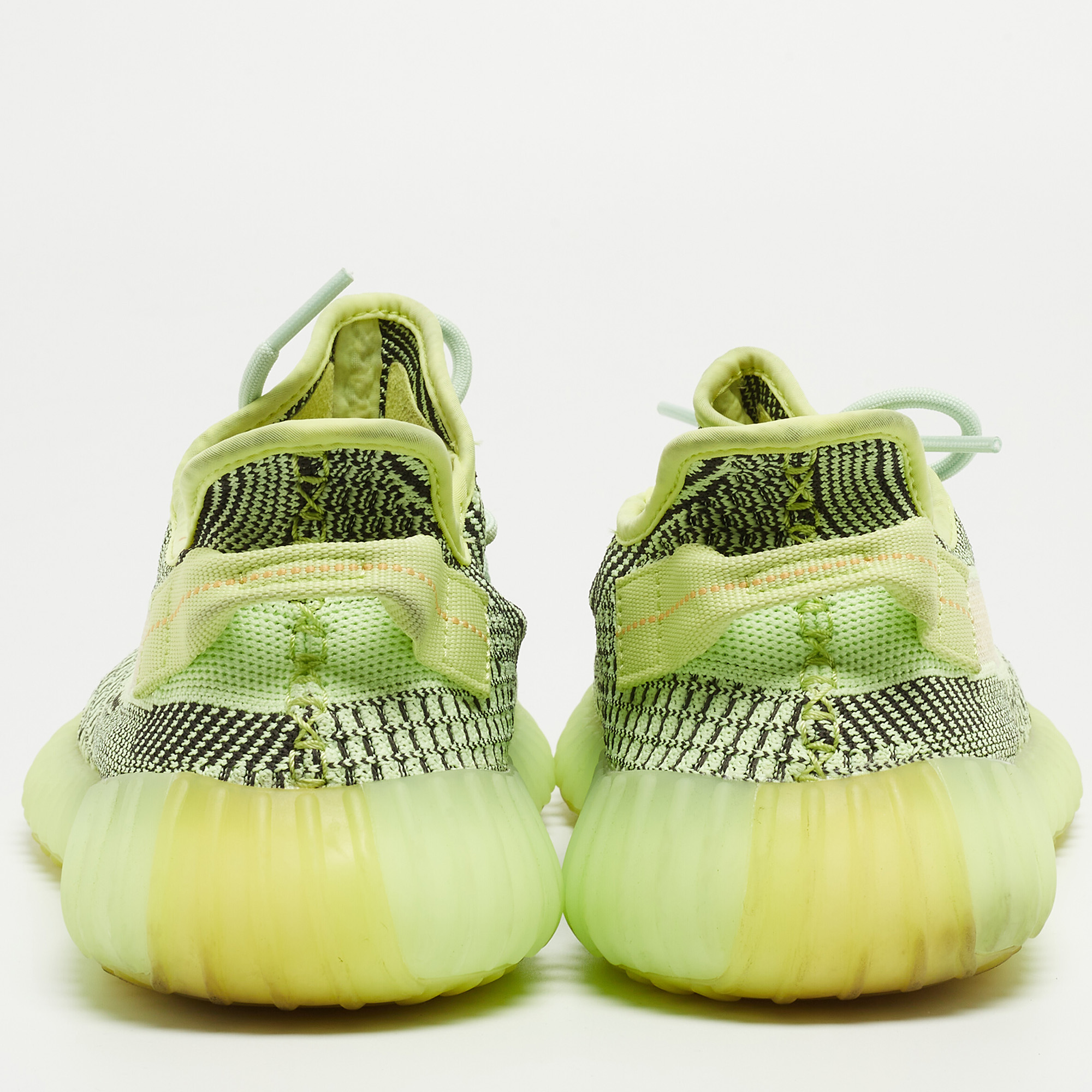 Yeezy X Adidas Neon Green Knit Fabric Boost 350 V2 Yeezreel (Non Reflective) Sneakers Size 44 2/3