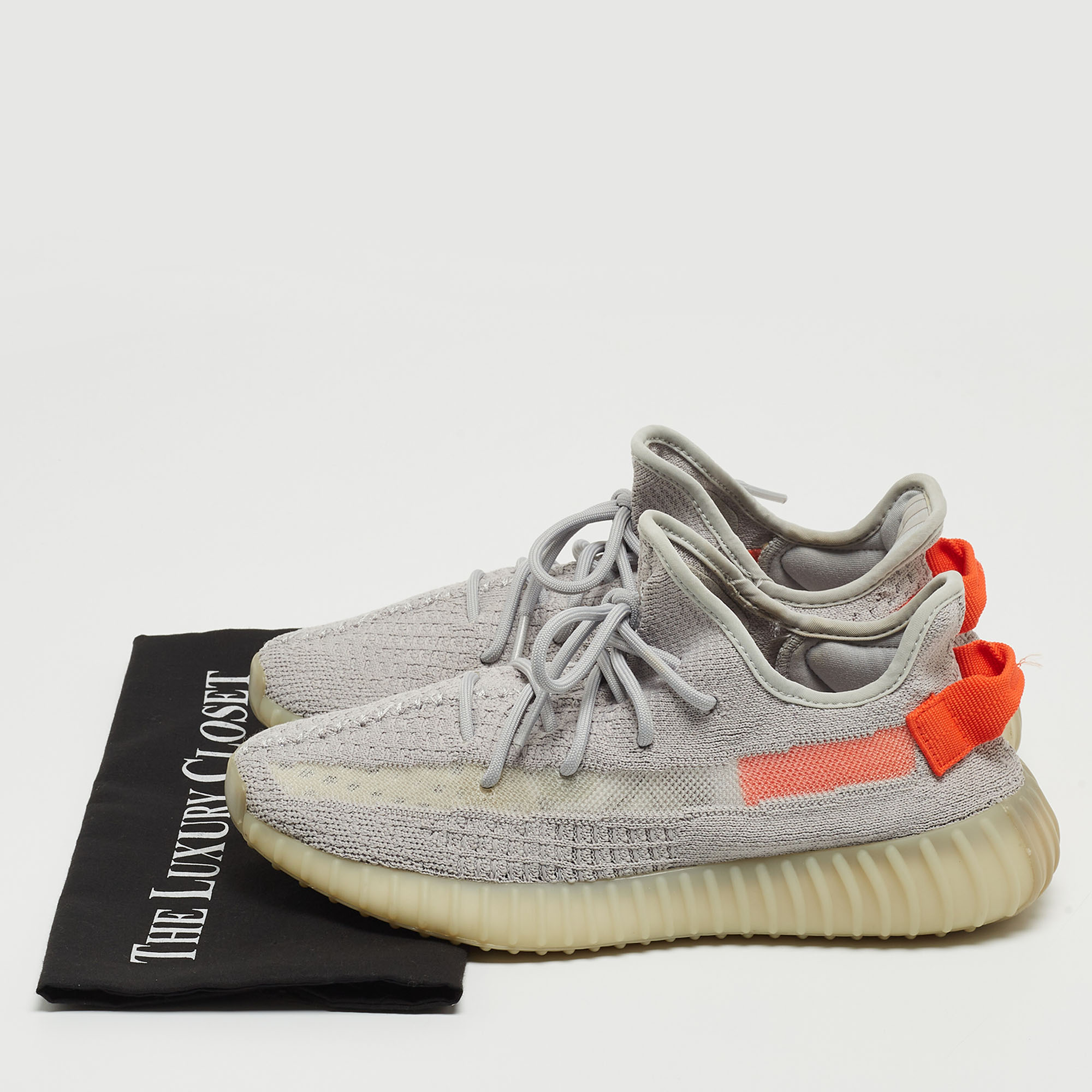 Yeezy X Adidas Grey Knit Fabric Boost 350 V2 Tail Light Sneakers Size 40 2/3