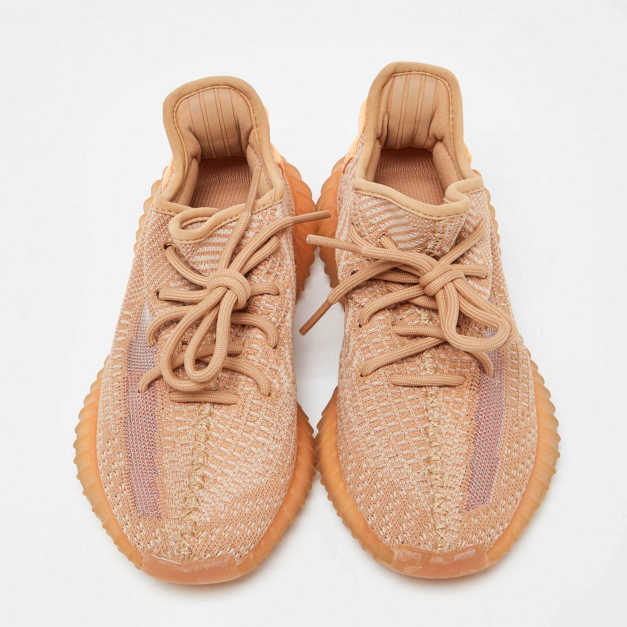 Yeezy X Adidas Orange Knit Fabric Boost 350 V2 Clay Sneakers Size 36 2/3