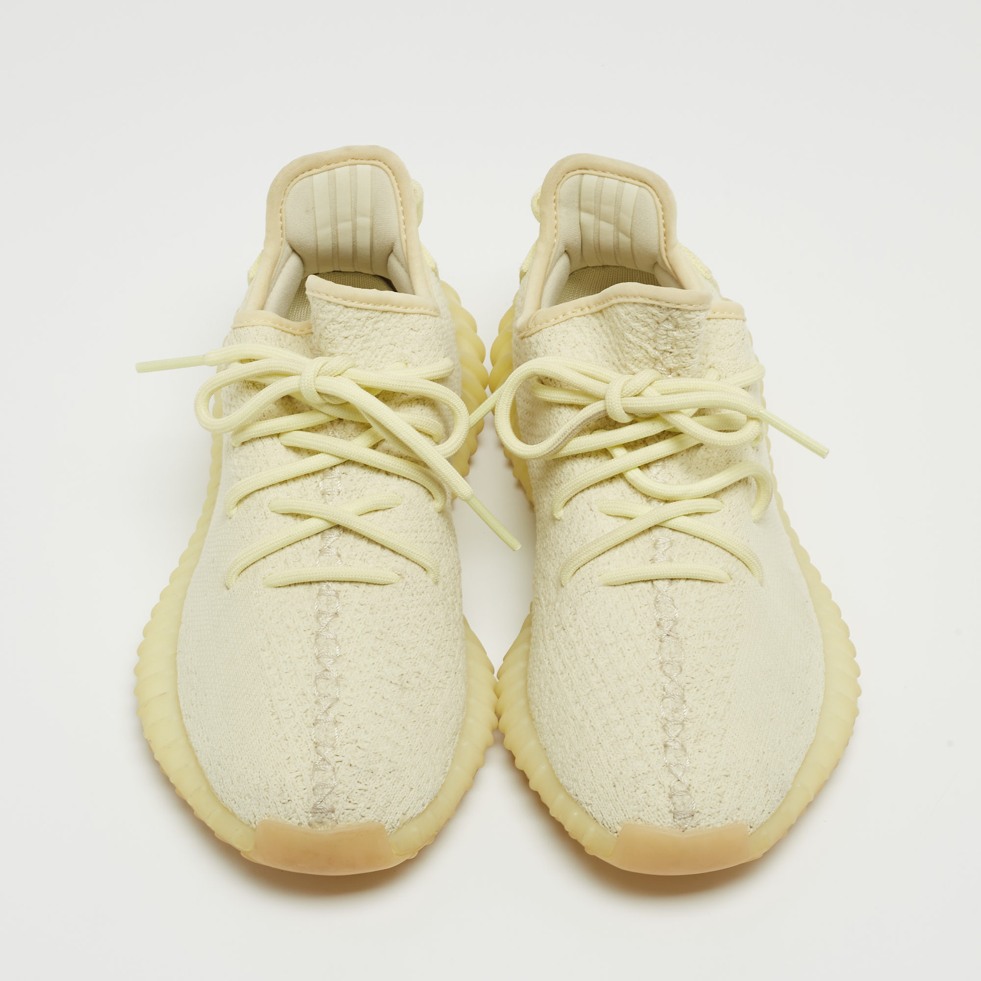 Yeezy X Adidas Light Yellow Knit Fabric Boost 350 V2 Butter Sneakers Size 39 1/3