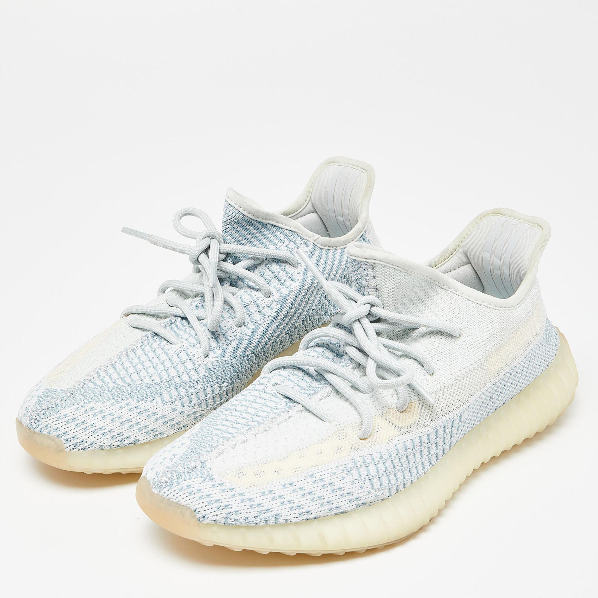 

Yeezy x Adidas Pale Green Knit Fabric Boost 350 V2 Cloud White Non Reflective Sneakers Size 42 2/3