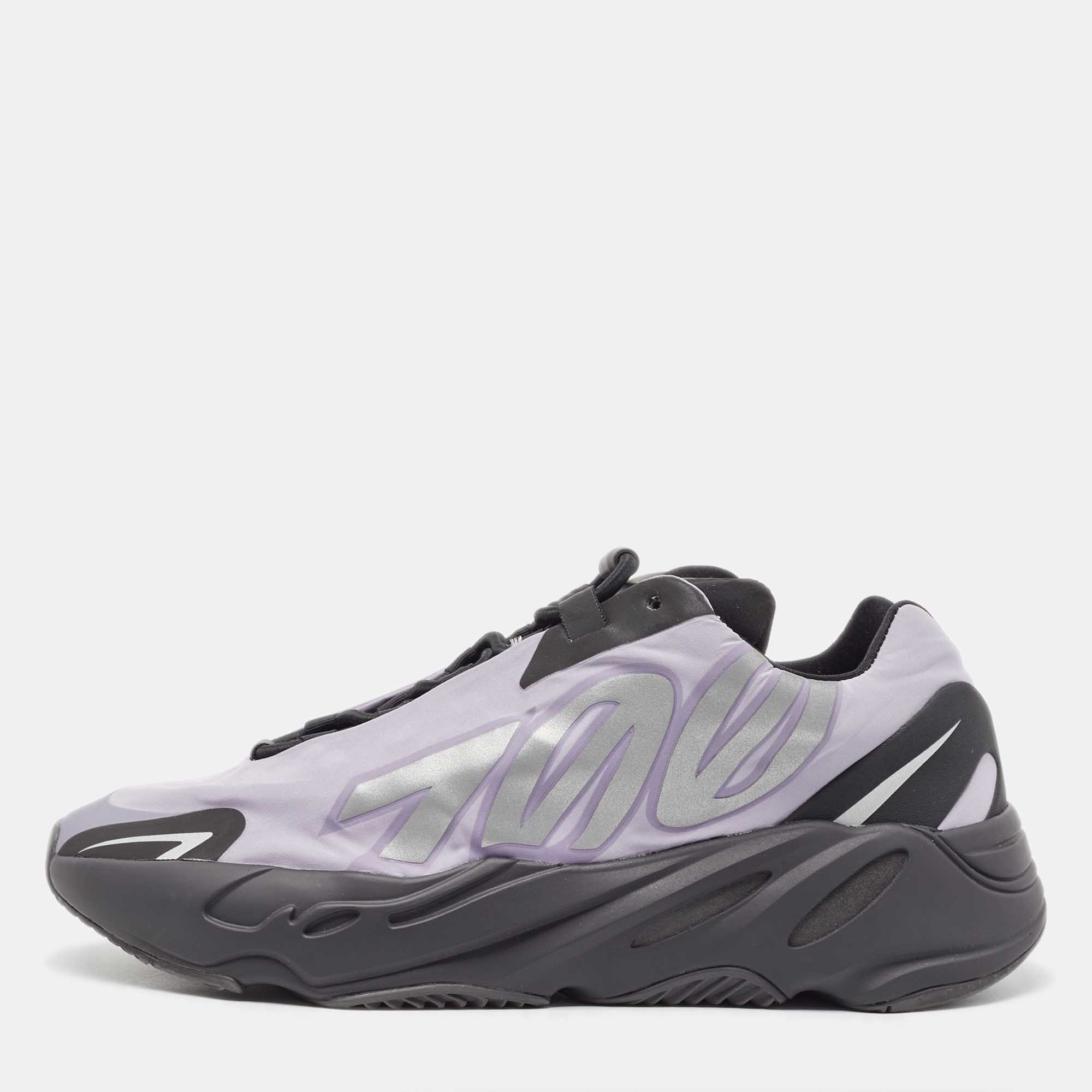 Yeezy x adidas black/lavender nylon boost 700 mnvn geode sneakers size 43.5