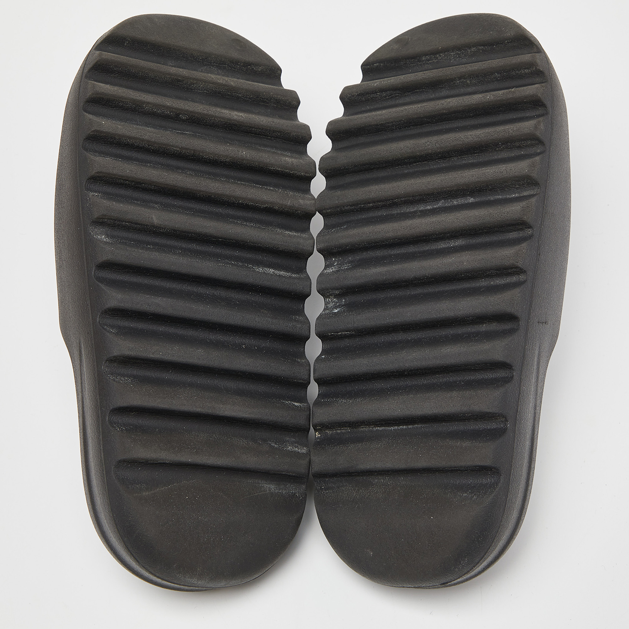 Yeezy X Adidas Black Rubber Onyx Flat Slides Size 43