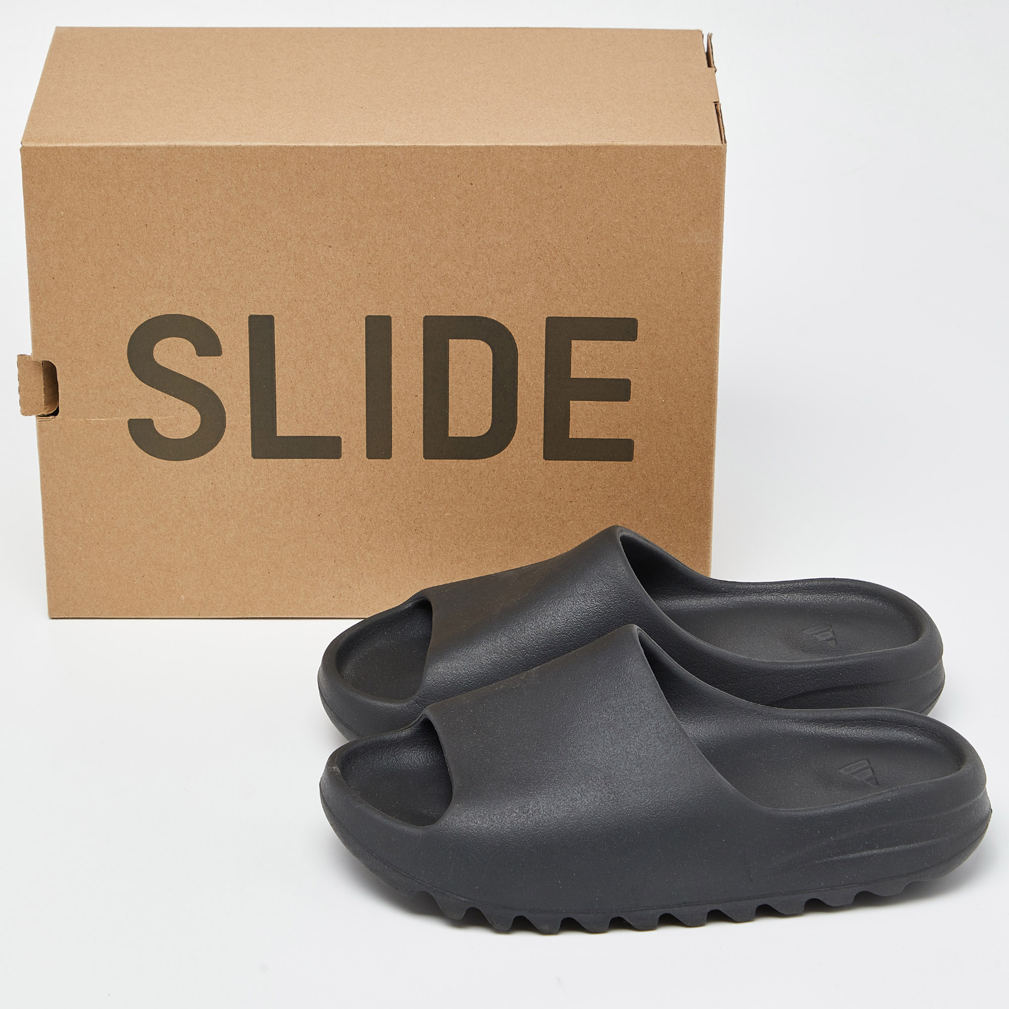 Yeezy X Adidas Black Rubber Onyx Flat Slides Size 43