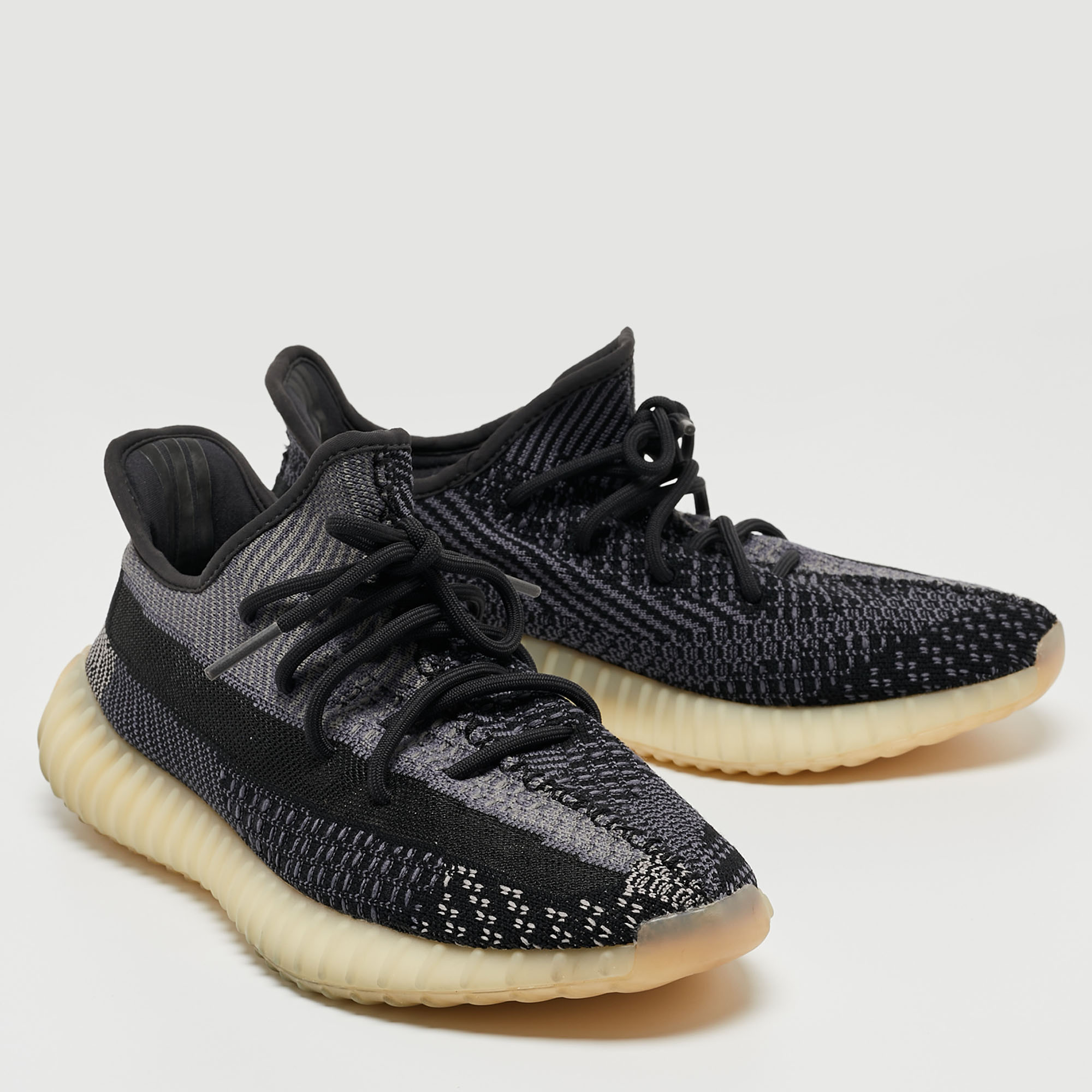 Adidas X Yeezy Black/Blue Knit Fabric Boost-350-v2-carbon Sneakers Size 43 1/3