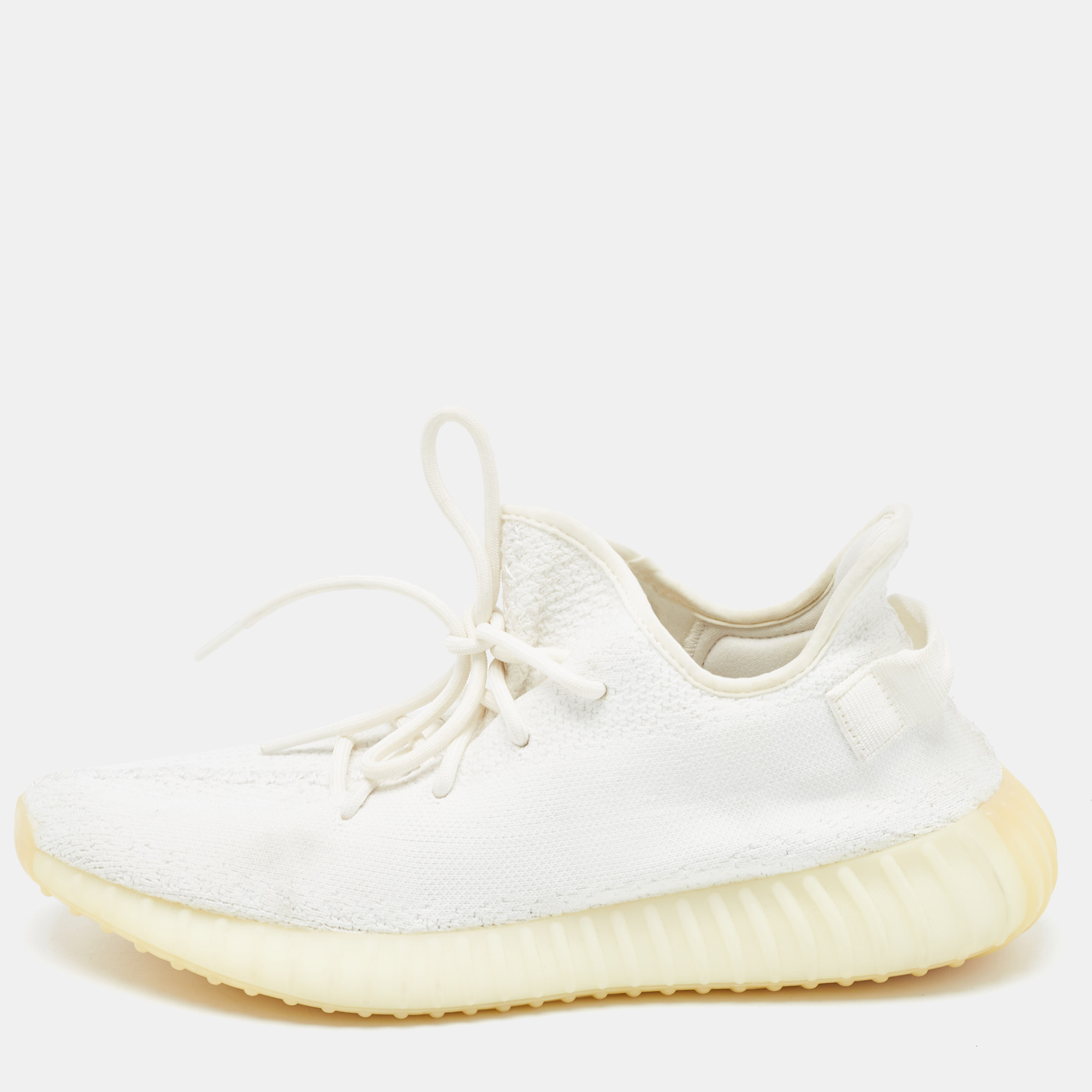 Yeezy X Adidas White Knit Fabric Boost 350 V2 Cream Sneakers Size 46 2/3
