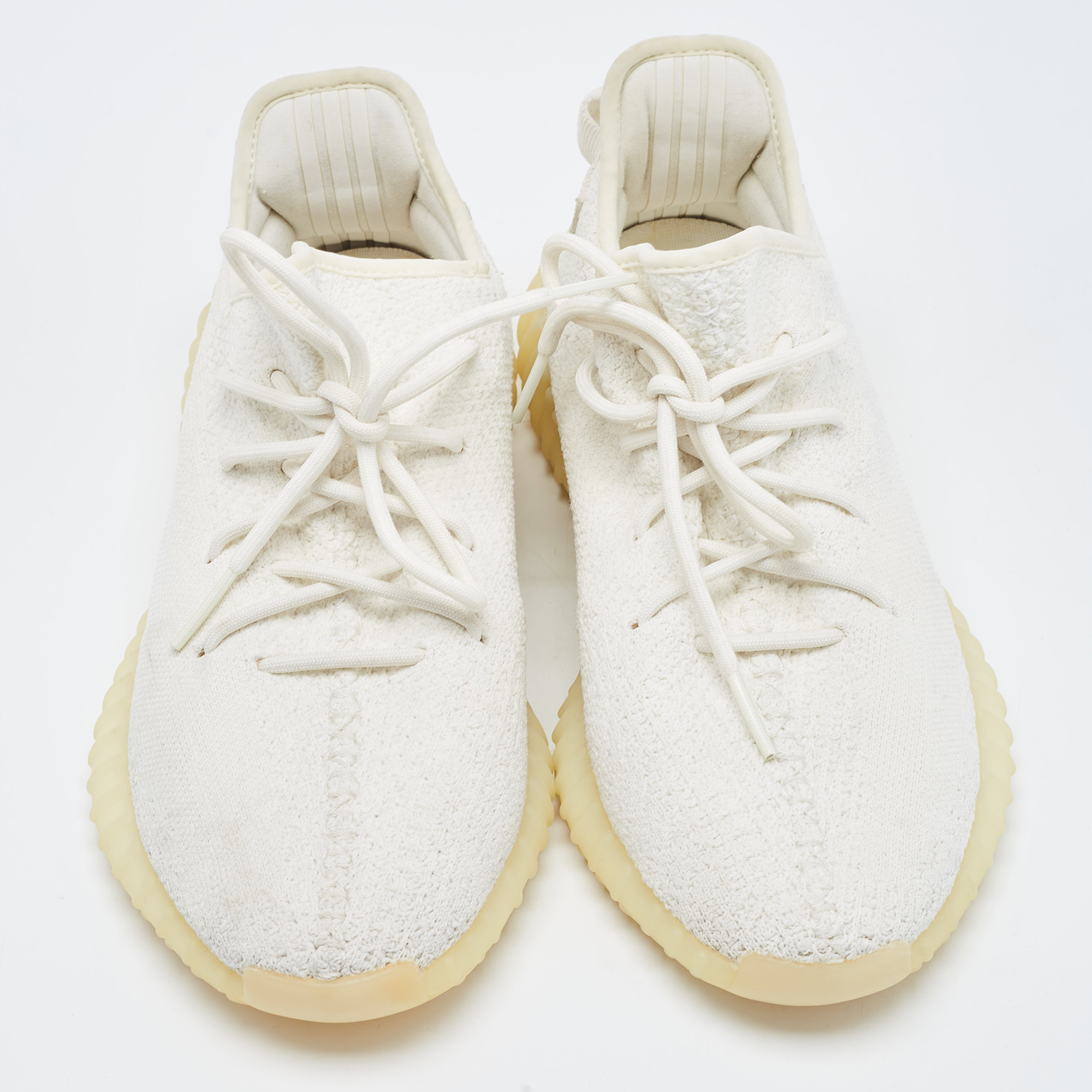 Yeezy X Adidas White Knit Fabric Boost 350 V2 Cream Sneakers Size 46