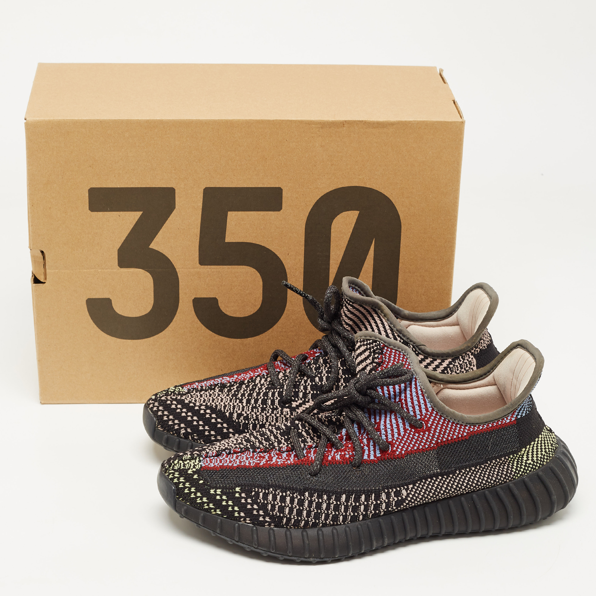 Yeezy X Adidas Multicolor Knit Fabric  Boost 350 V2 Yecheil (Non-Reflective) Sneakers Size 42