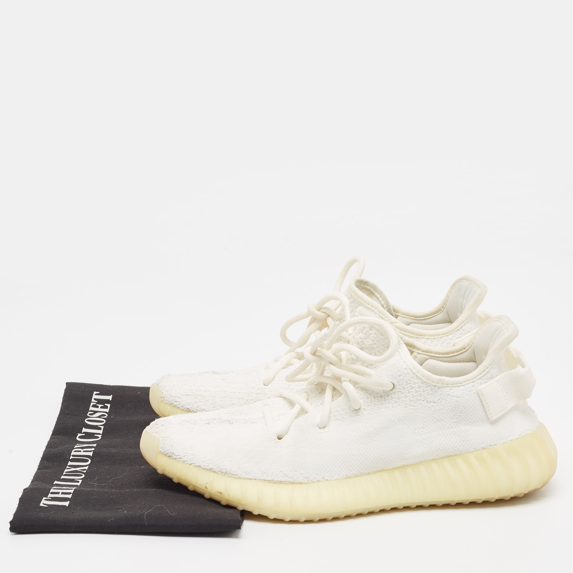Yeezy X Adidas White Knit Fabric Boost 350 V2 Cream White Sneakers Size 40 2/3