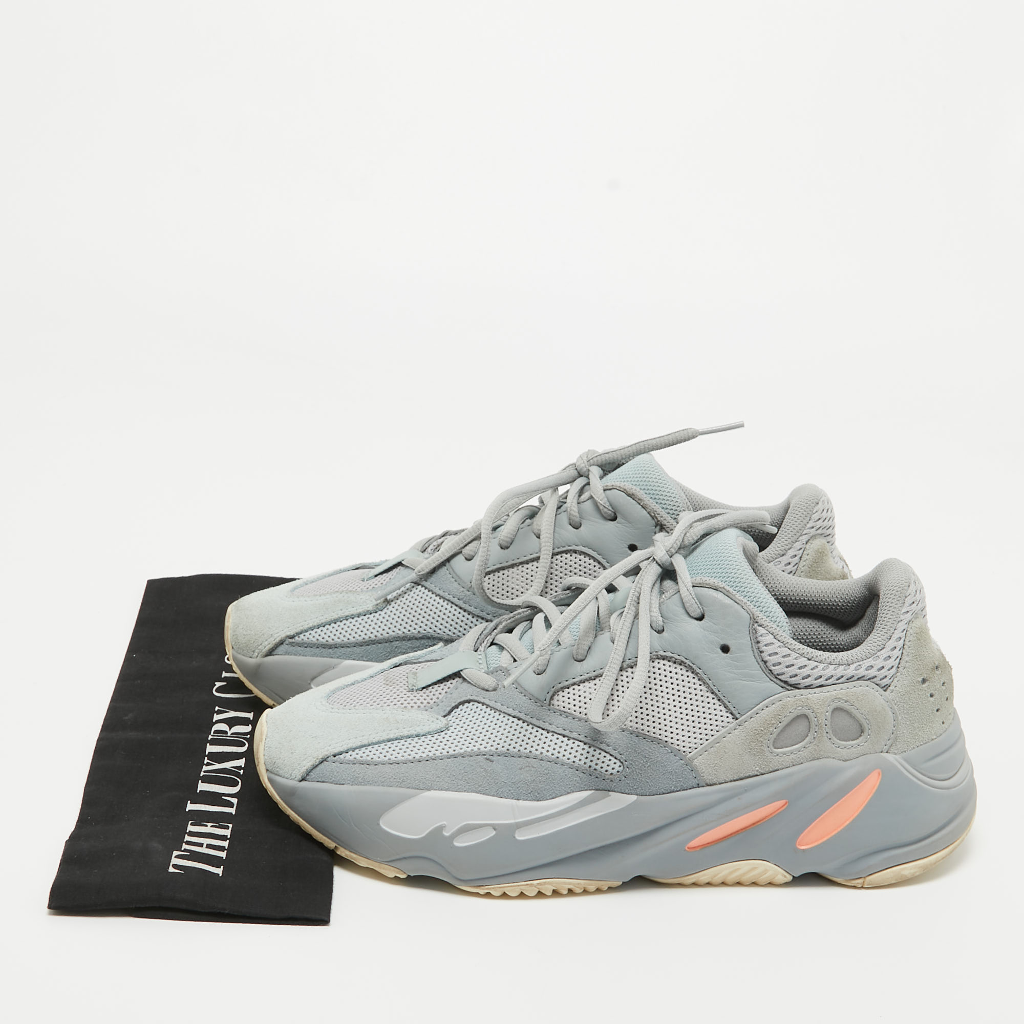 Yeezy X Adidas Grey/Blue Suede And Mesh Boost 700 Inertia Sneakers Size 40 2/3