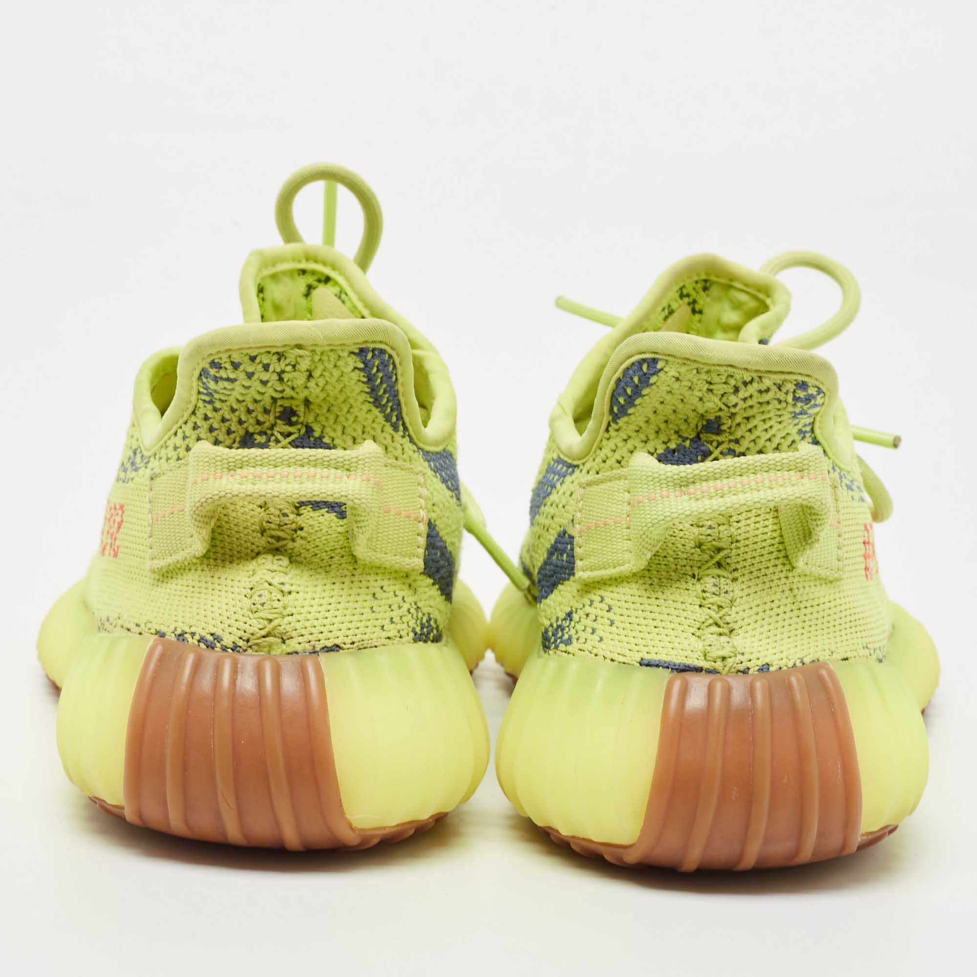 Yeezy X Adidas Yellow/Blue Knit Fabric Boost 350 V2 Semi Frozen Yellow Sneakers Size 40