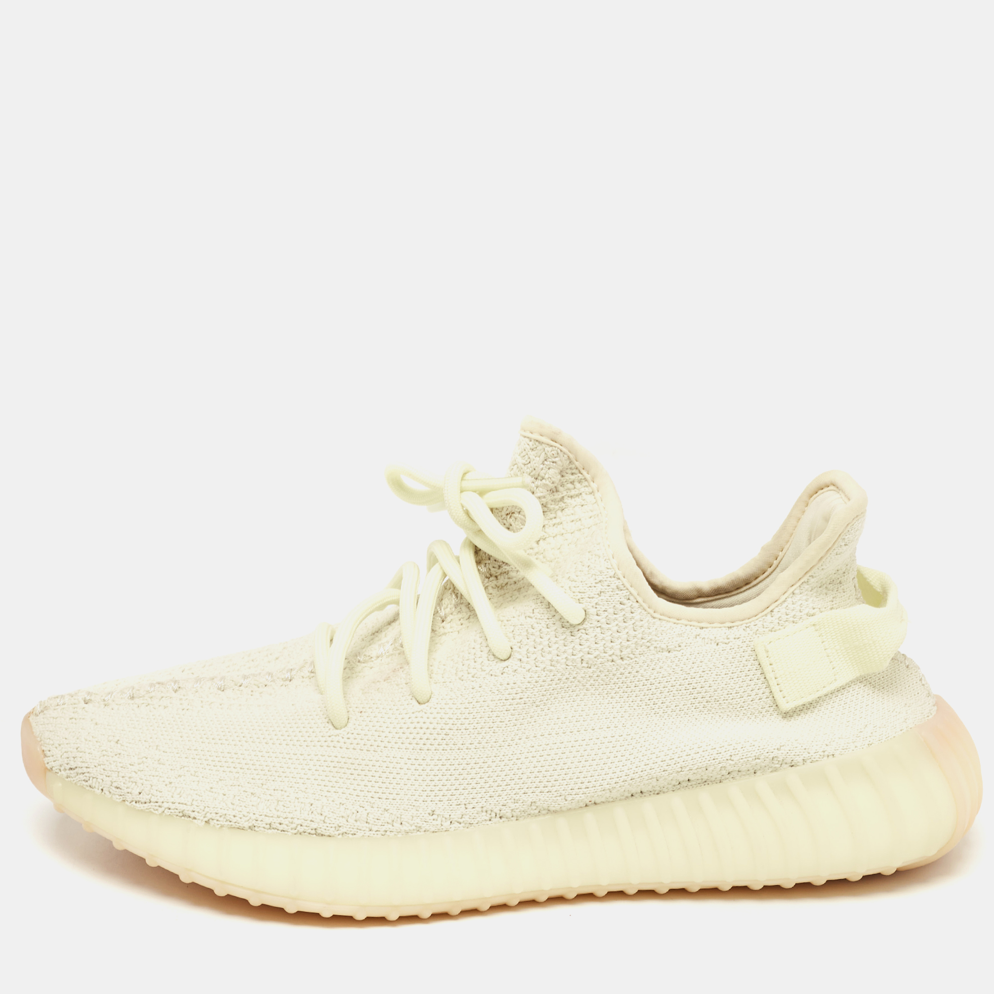 Yeezy X Adidas Light Yellow Knit Fabric Boost 350 V2 Butter Sneakers Size 42 2/3