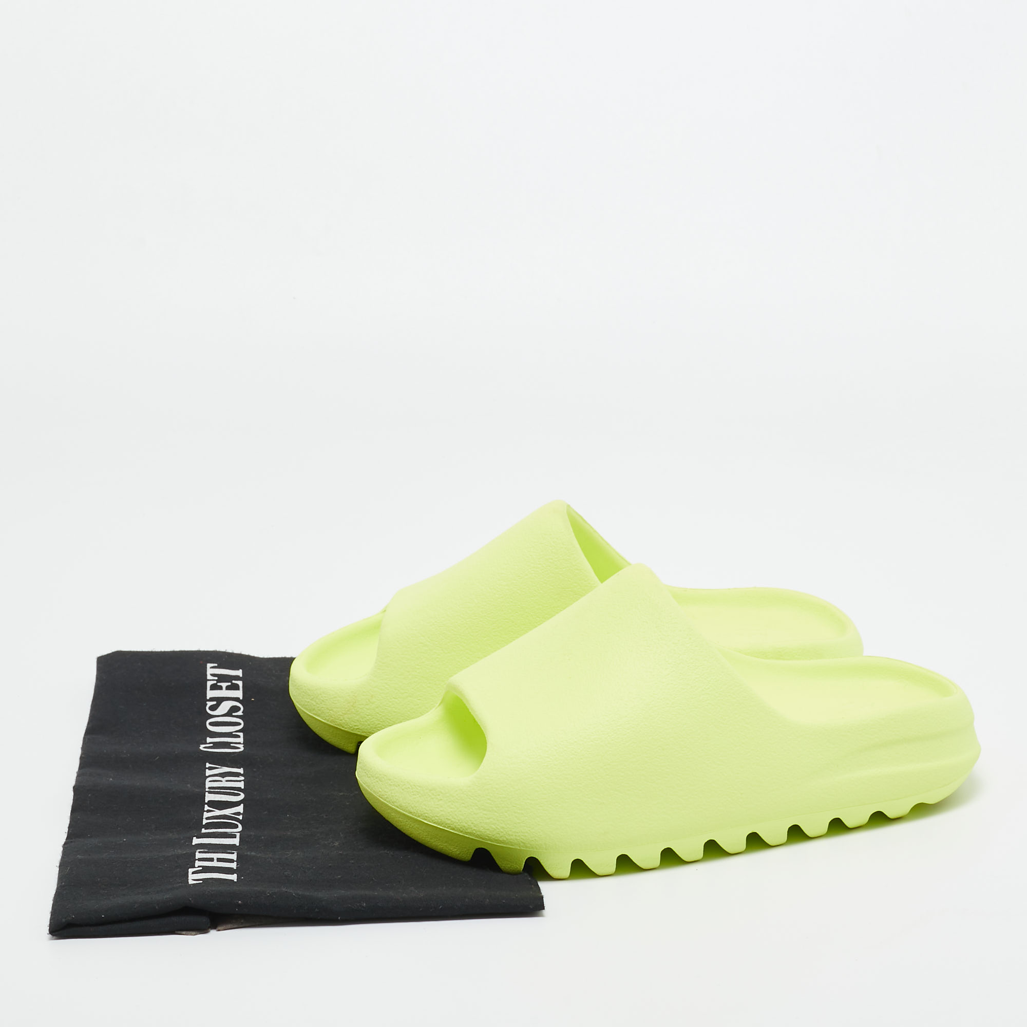 Yeezy X Adidas Glow Green Rubber Slides Size 37