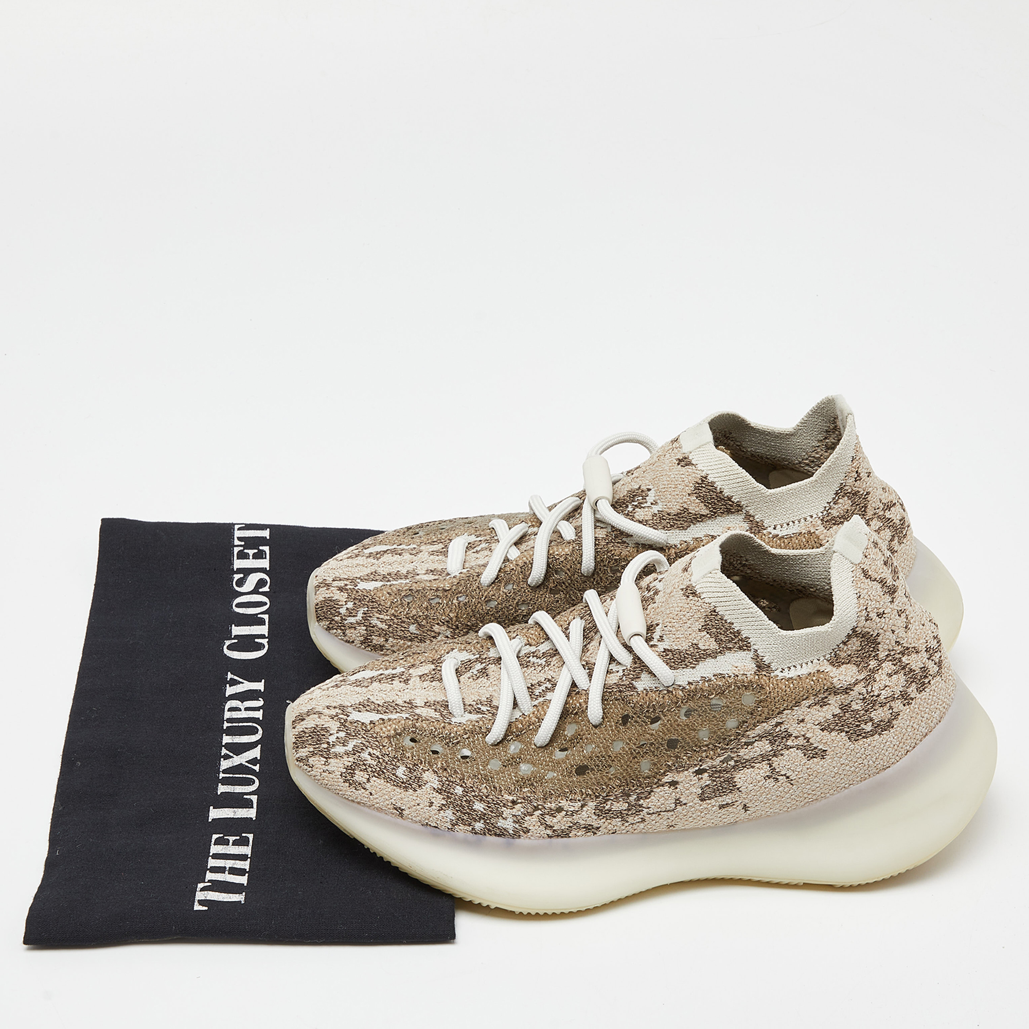 Yeezy X Adidas Brown Knit Fabric Boost 380 Pyrite Sneakers Size 38 2/3