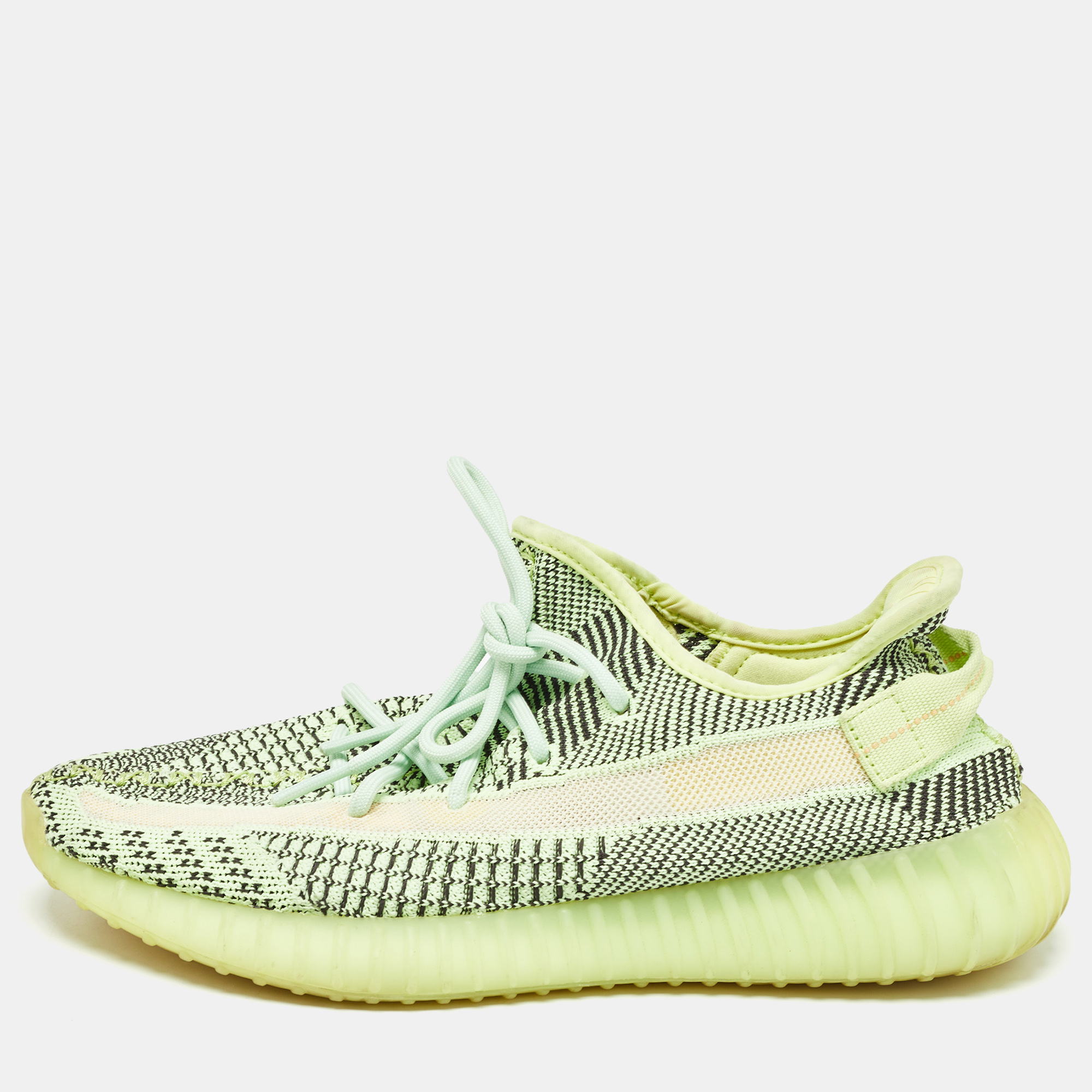 Yeezy x adidas neon yellow knit fabric boost 350 v2 semi frozen yellow sneakers size 43 2/3