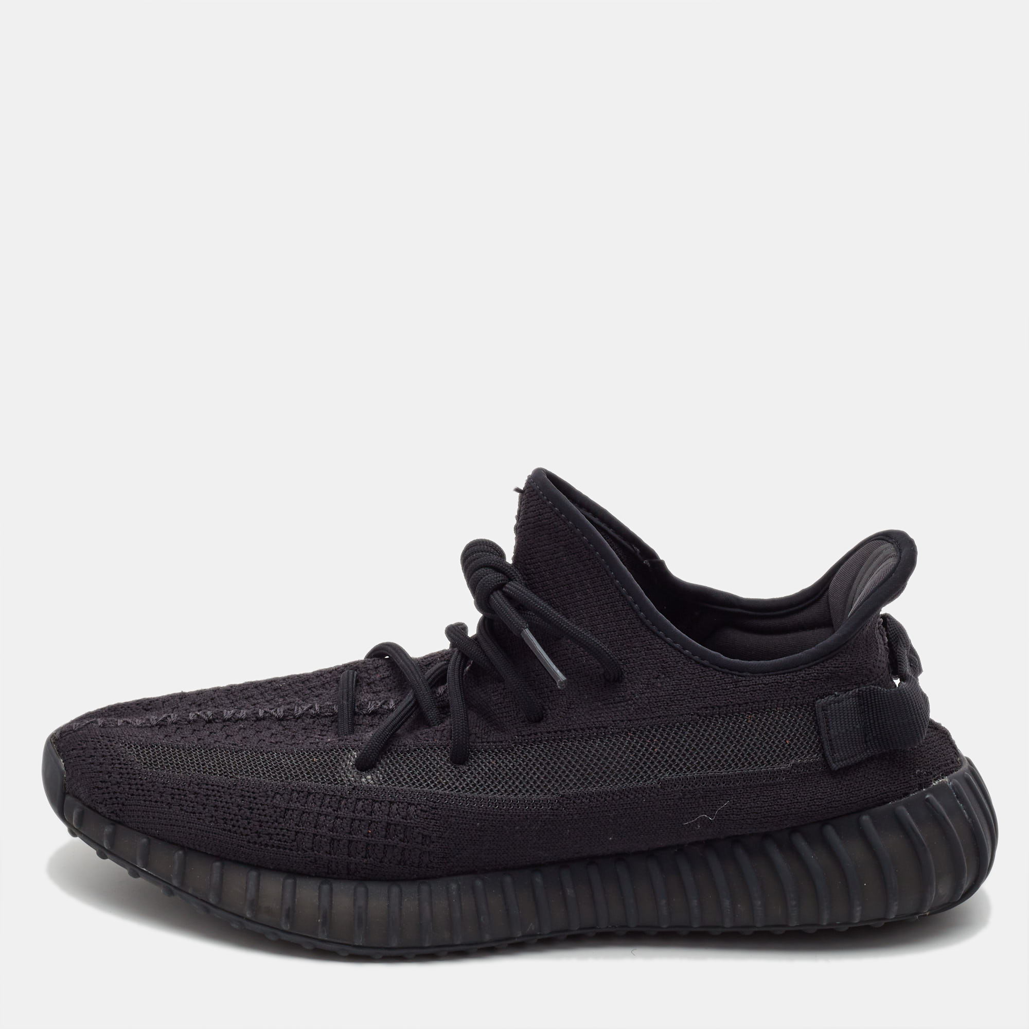 Yeezy x adidas black knit fabric boost 350 v2 onyx sneakers size 46 2/3