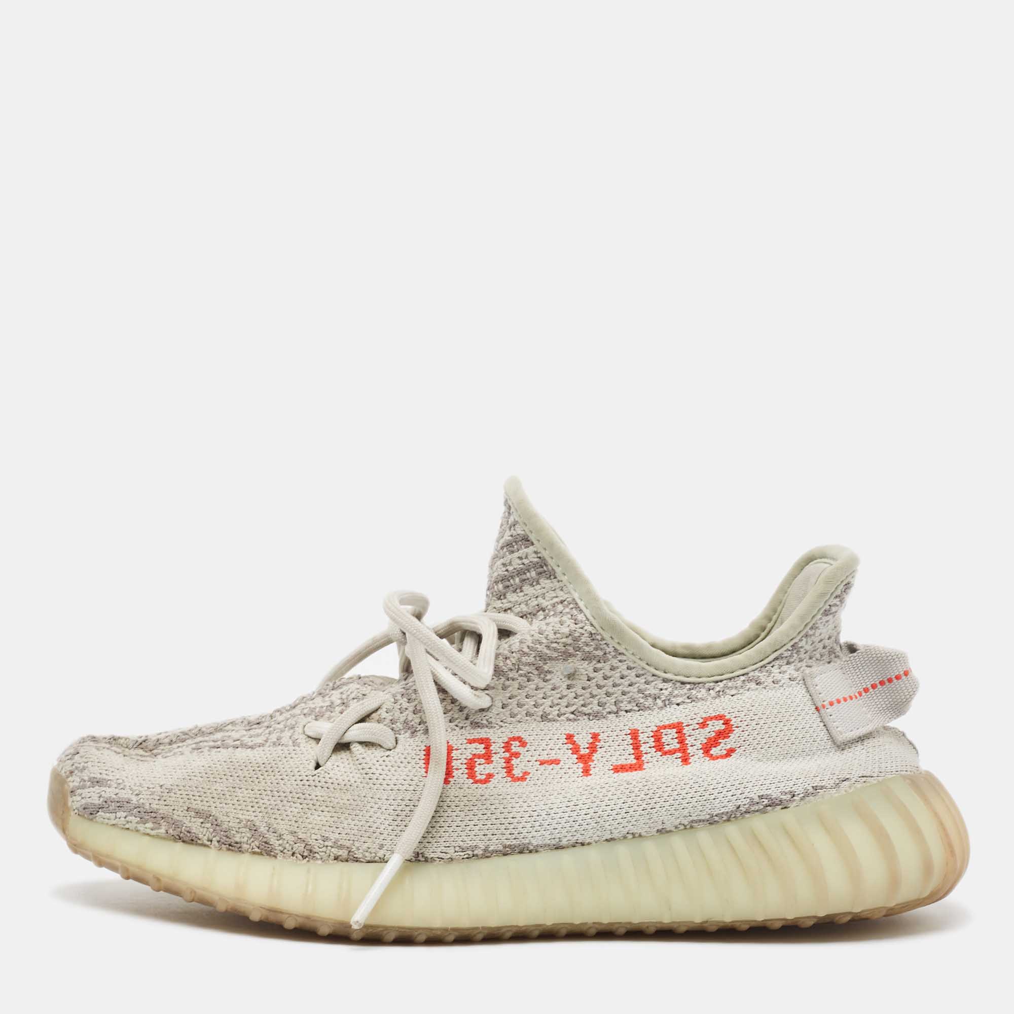 Yeezy x adidas two tone knit fabric boost 350 v2 blue tint sneakers size 40 2/3