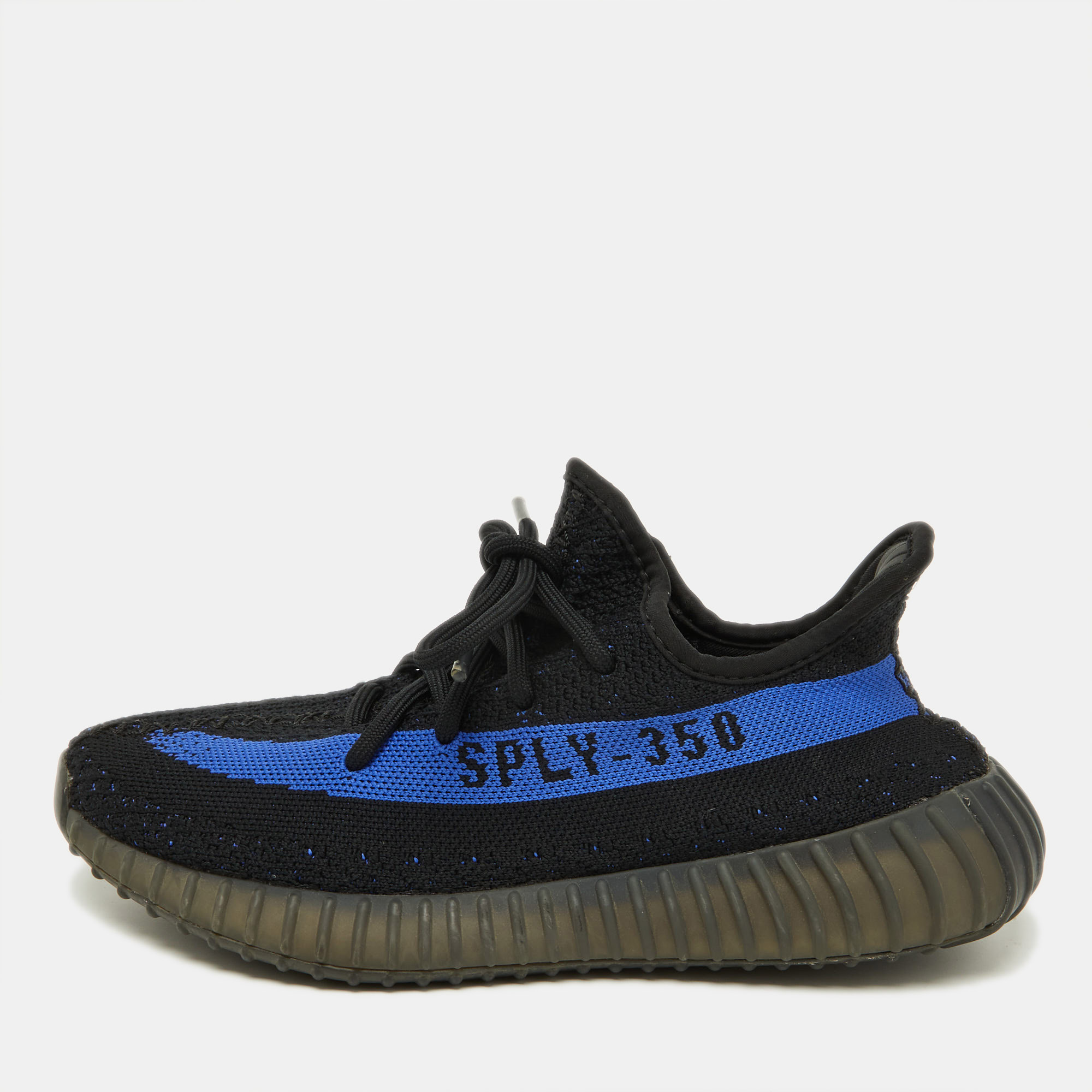 Yeezy x adidas black/blue knit fabric boost 350 v2 dazzling blue sneakers size 38 2/3