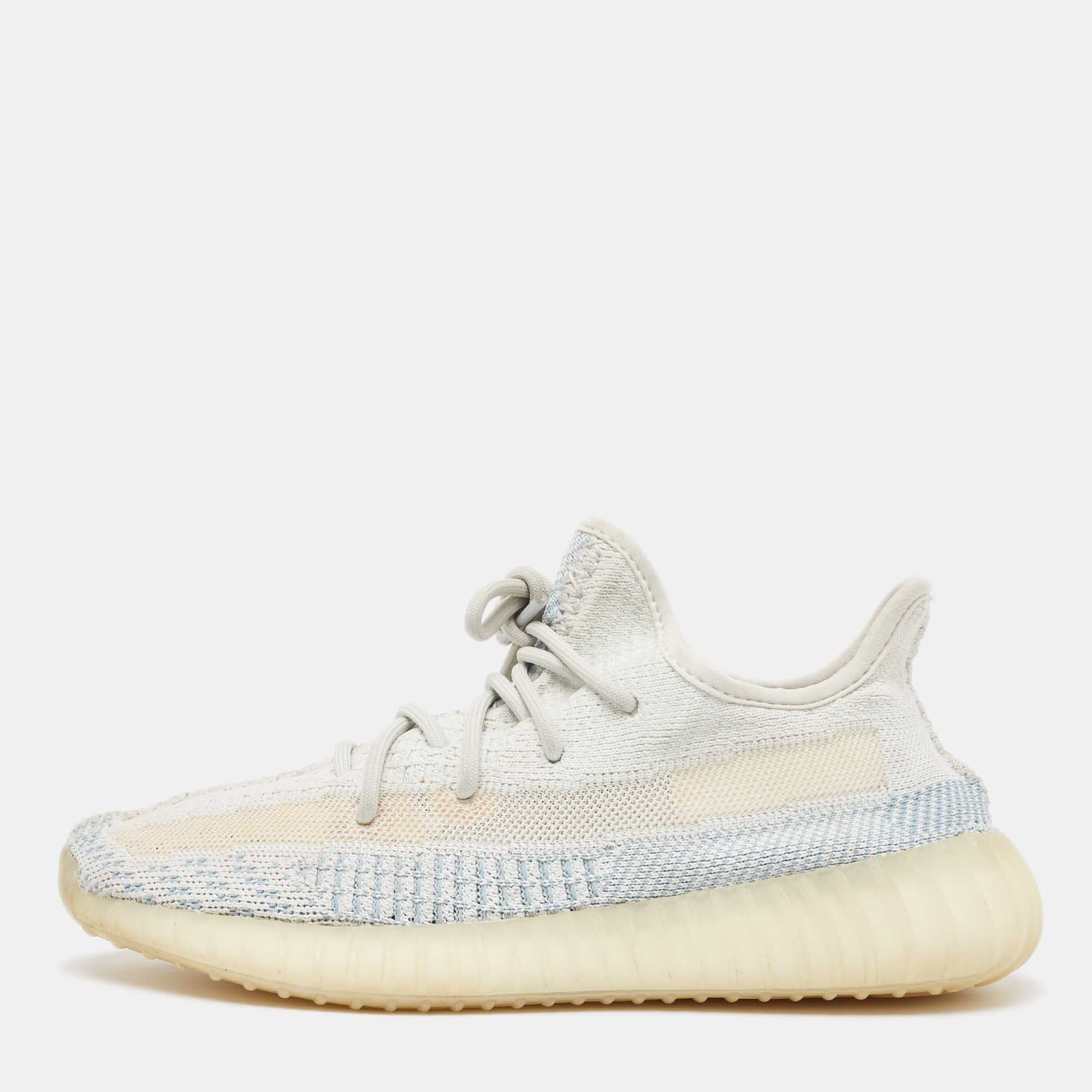 Yeezy x adidas blue/white knit fabric boost 350 v2 cloud white non-reflective sneakers size 40