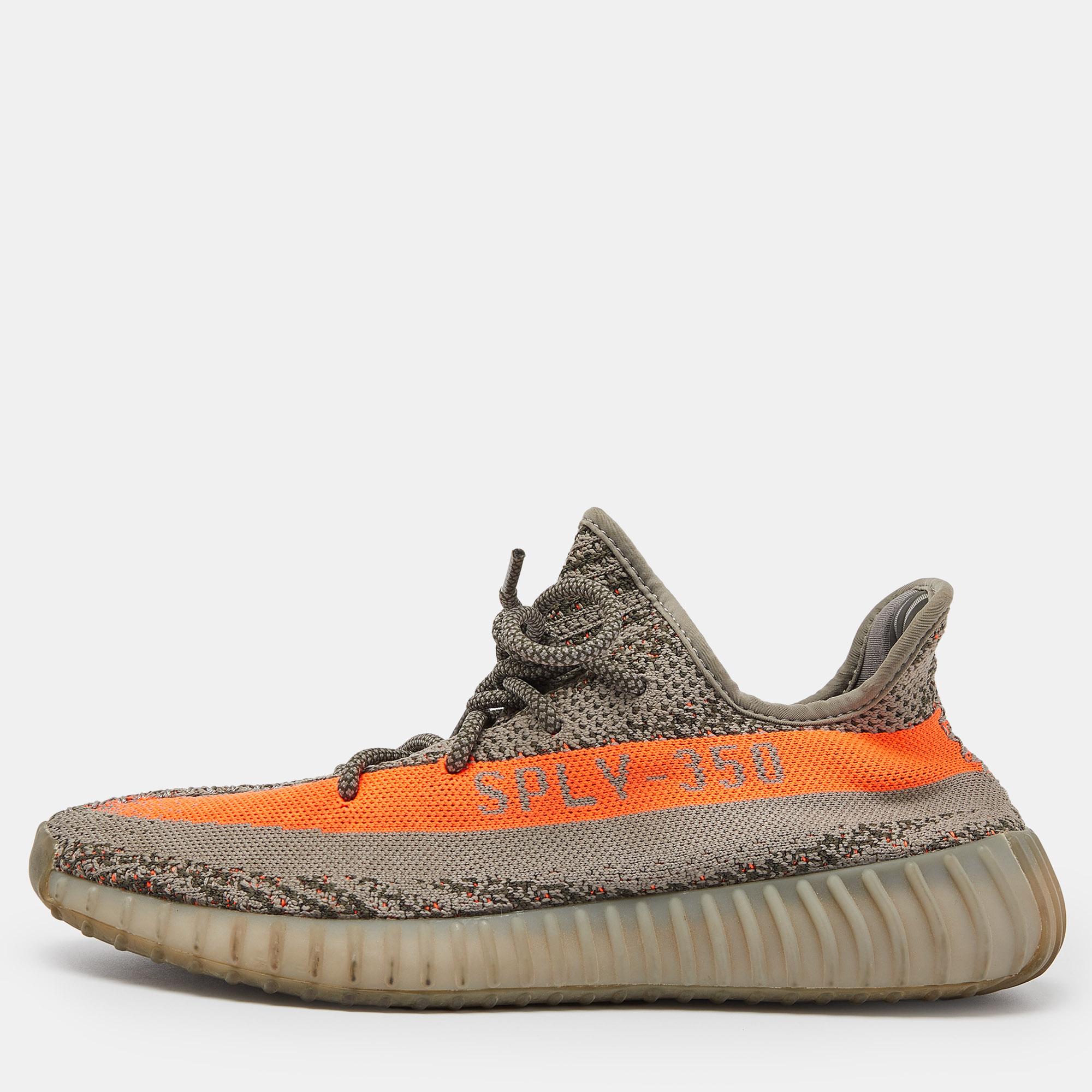 Yeezy x adidas grey/orange knit fabric boost 350 v2 beluga reflective sneakers size 44