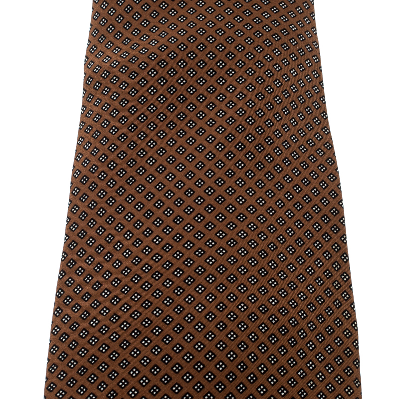 

Yves Saint Laurent Vintage Brown Four Dot Pattern Silk Tie