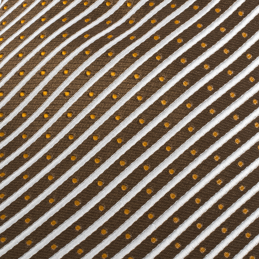 

Yves Saint Laurent Light Brown Diagonal Striped Silk Jacquard Traditional Tie