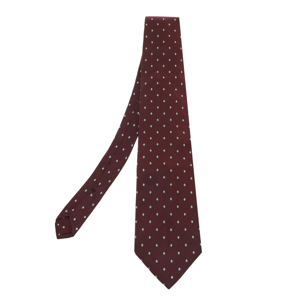 Yves Saint Laurent Burgundy Pattern Silk Jacquard Tie