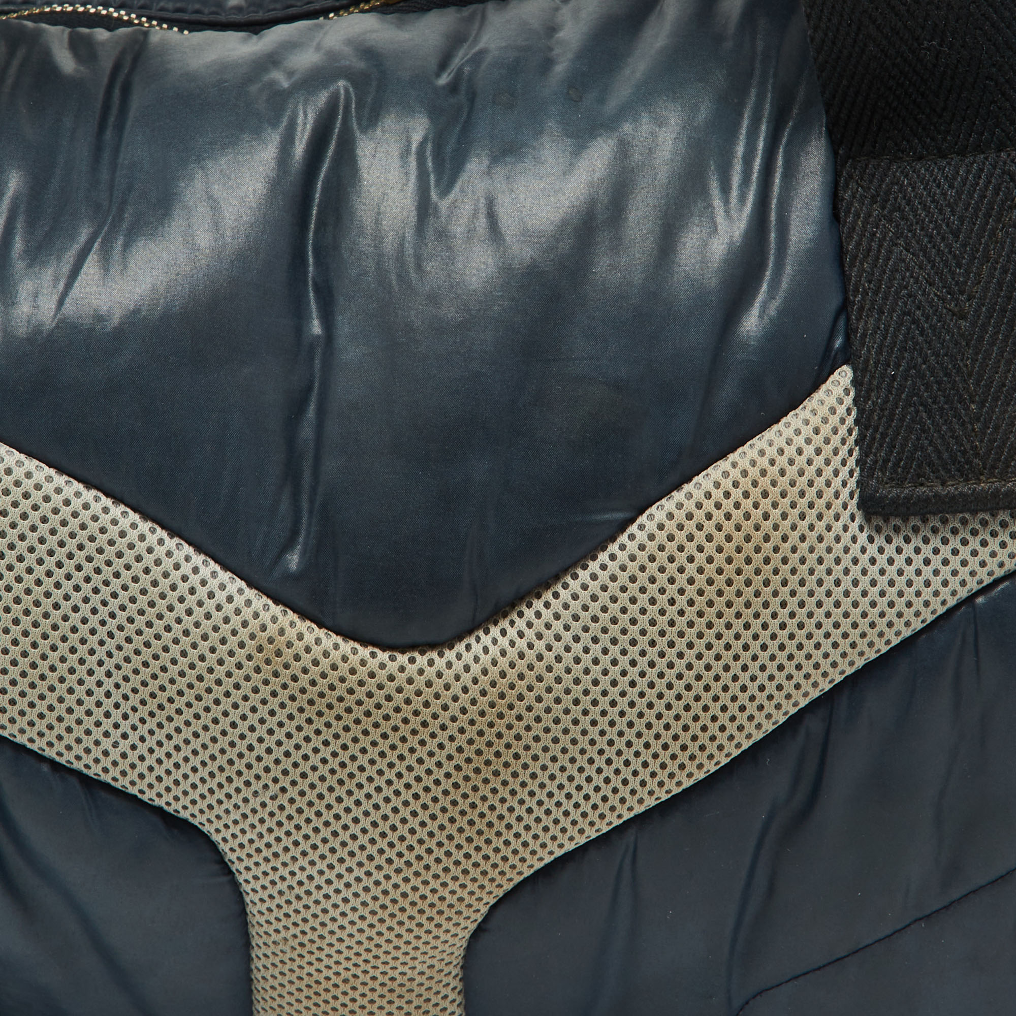 Yves Saint Laurent Navy Blue Satin And Knit Fabric Duffel Bag