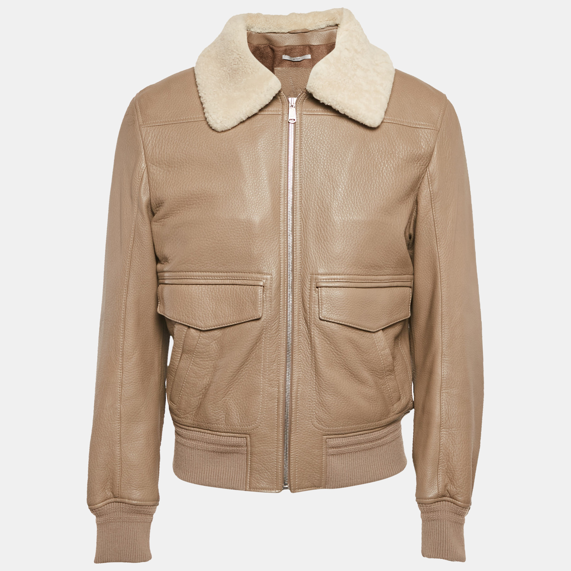 Saint Laurent Leather Shearling Bomber Jacket XL - Yves Saint Laurent - Modalova
