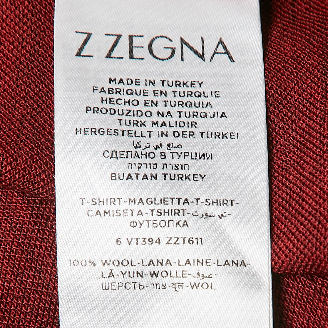 Z Zegna Dark Red Wool Round Neck T-Shirt XXL