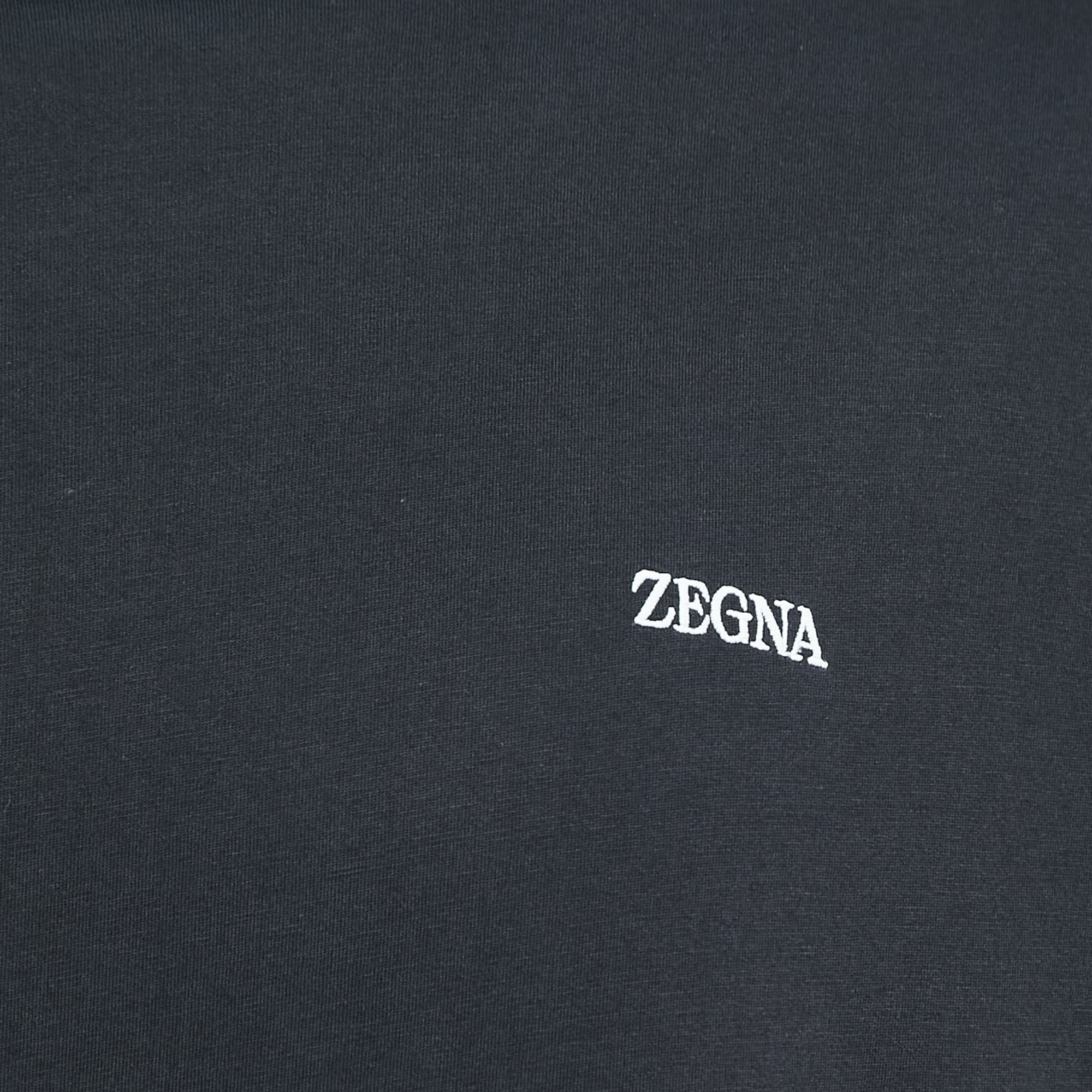 Zegna Black Logo Embroidered Cotton Jersey Crew Neck T-Shirt XXL