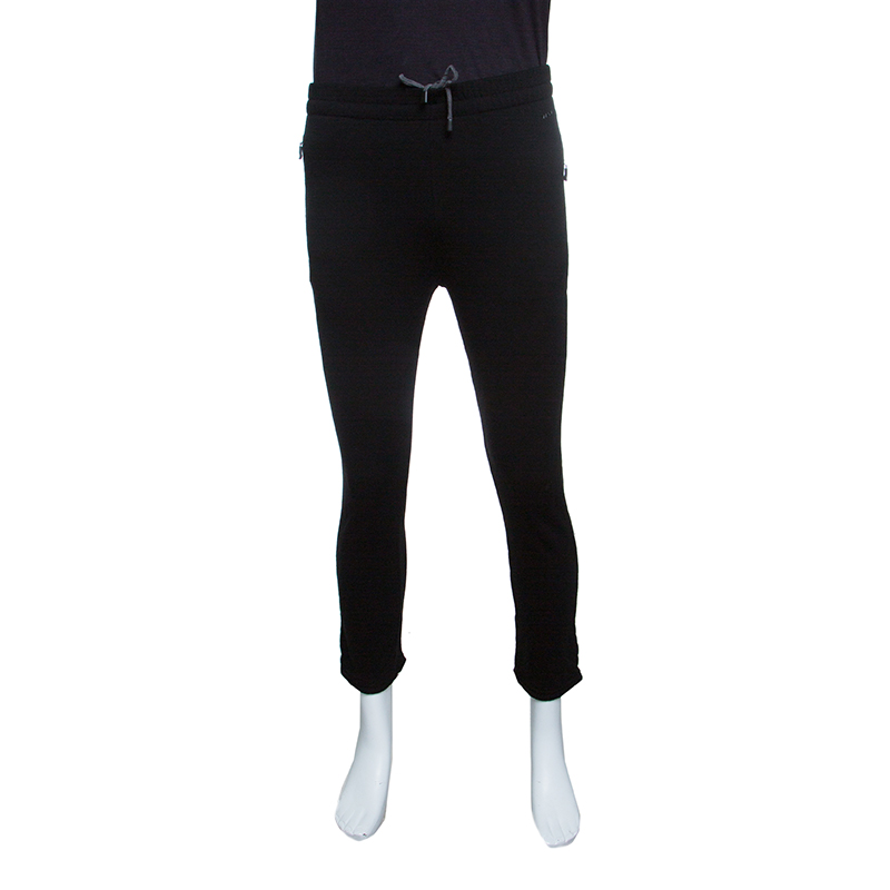 Image of Z Zegna Techmerino Black Wool Drawstring Detail Track Pants M