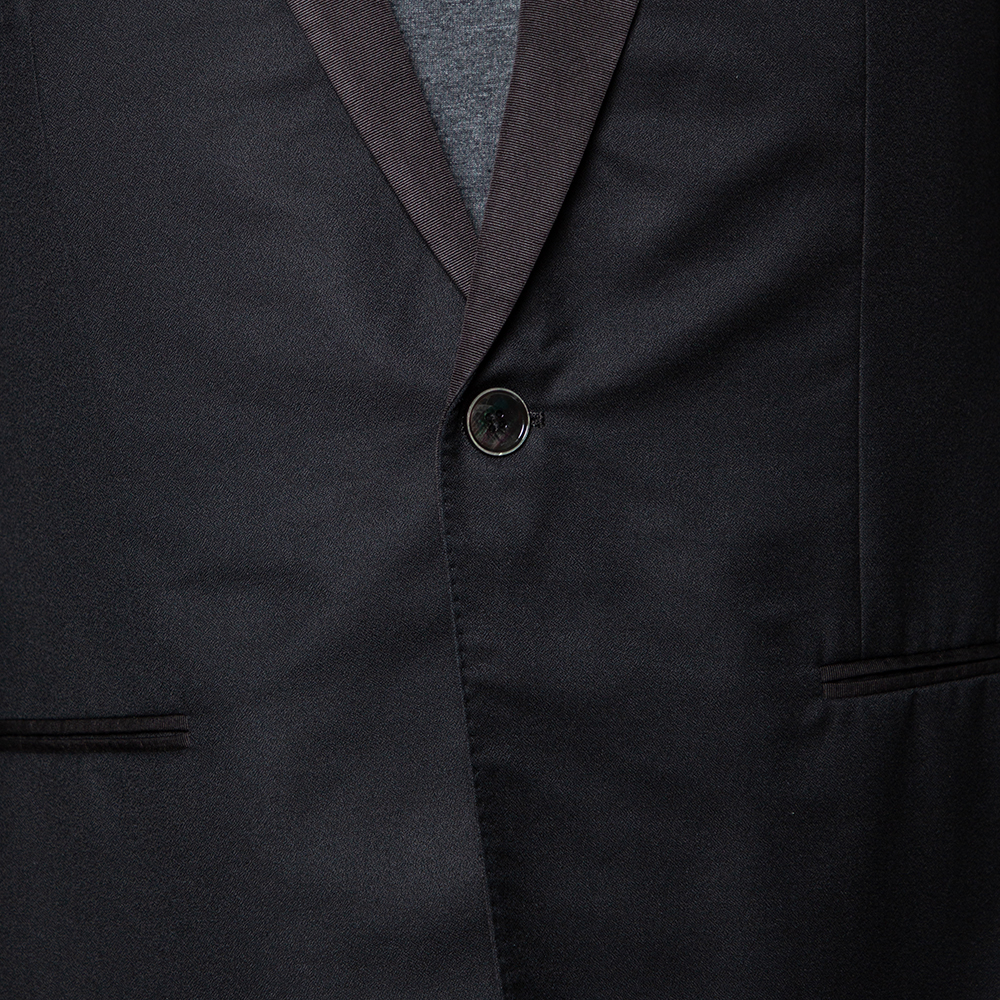 Z Zegna Black Wool Single Breasted Suit L