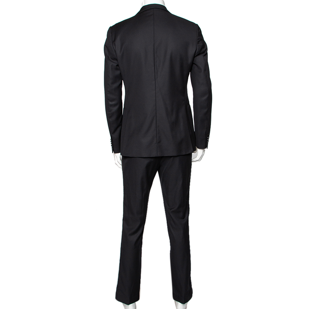 Z Zegna Black Wool Single Breasted Suit L