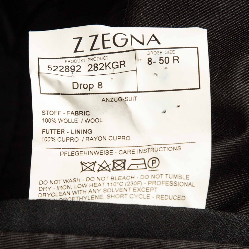 Z Zegna Black Wool Single Breasted Pants Suit L