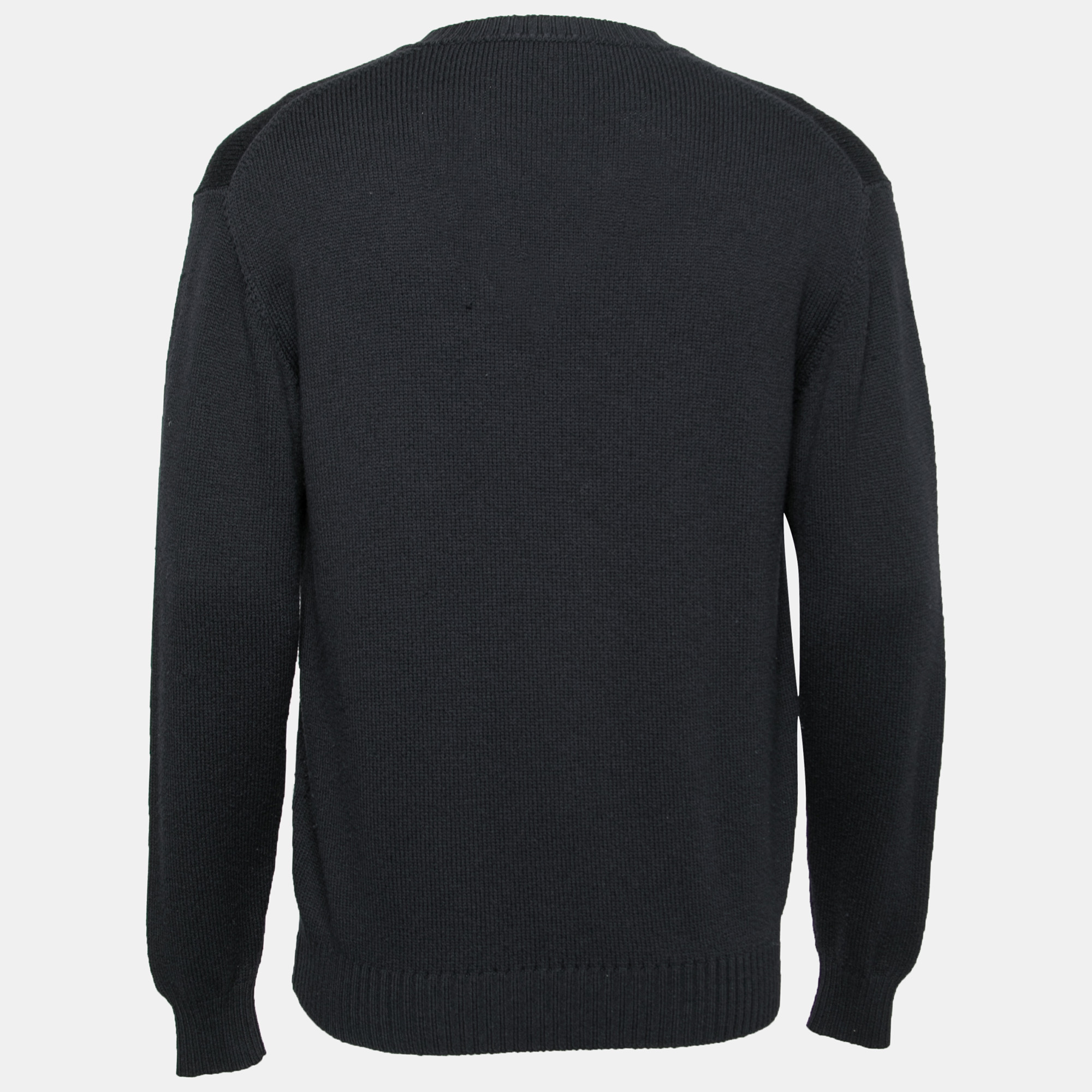 Z Zegna Navy Blue Wool V Neck Long Sleeve Sweater M