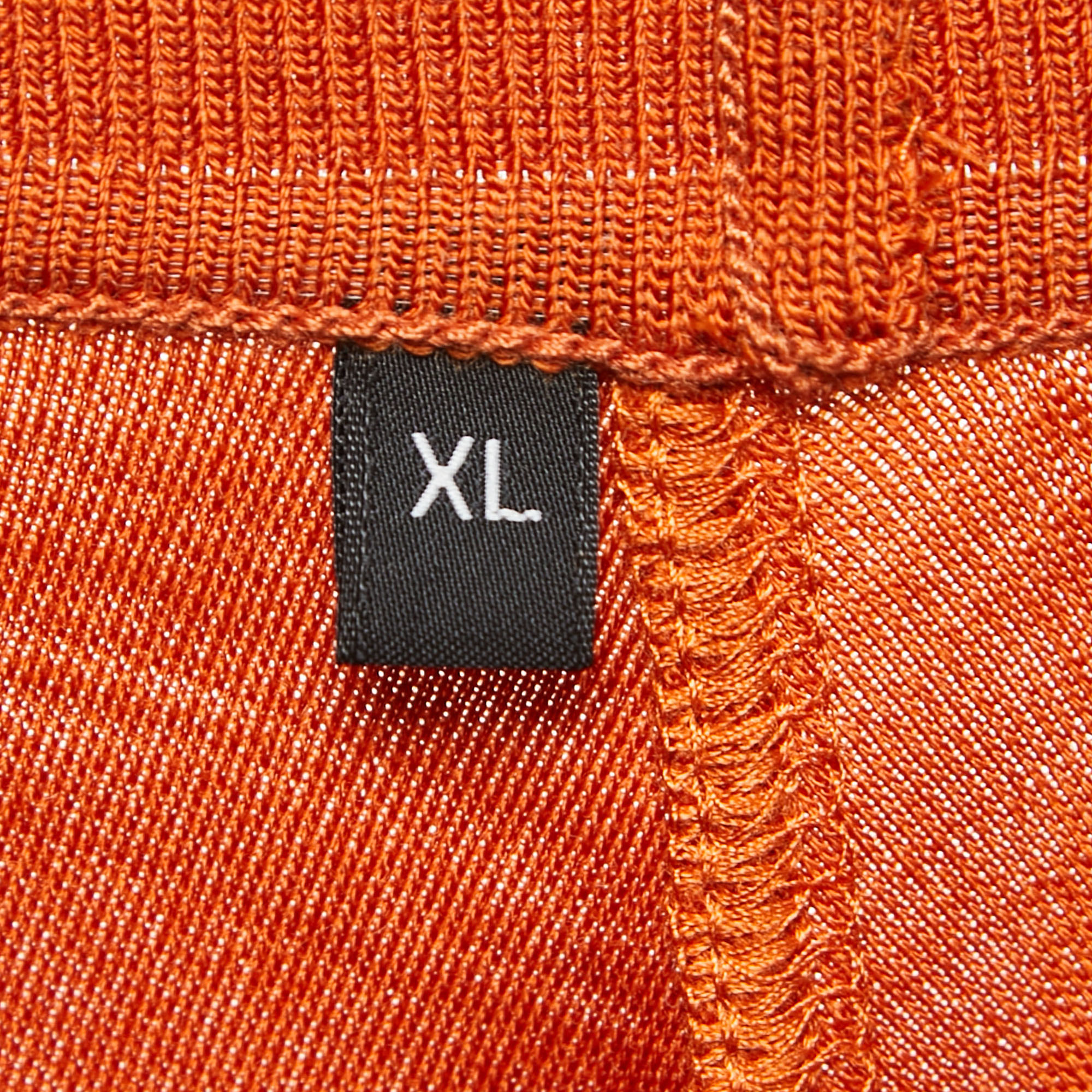 Z Zegna Orange Wool Crew Neck Half Sleeve T-Shirt XL