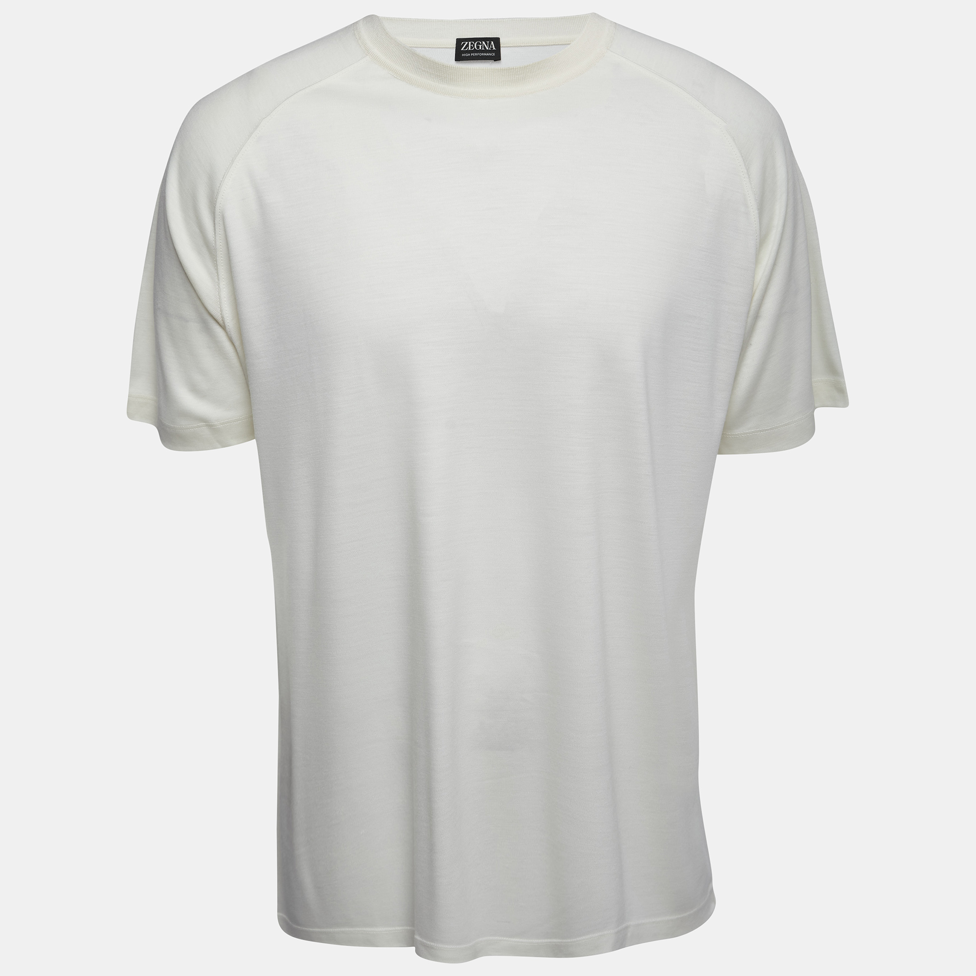 Zegna Cream Wool Crew Neck Half Sleeve T-Shirt XL