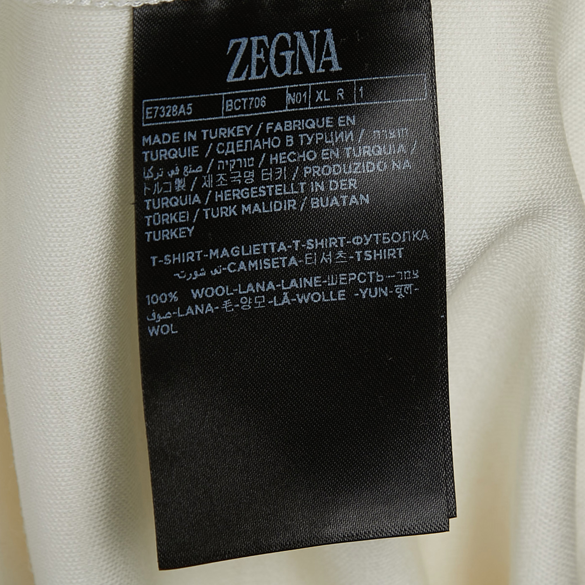 Zegna Cream Wool Crew Neck Half Sleeve T-Shirt XL