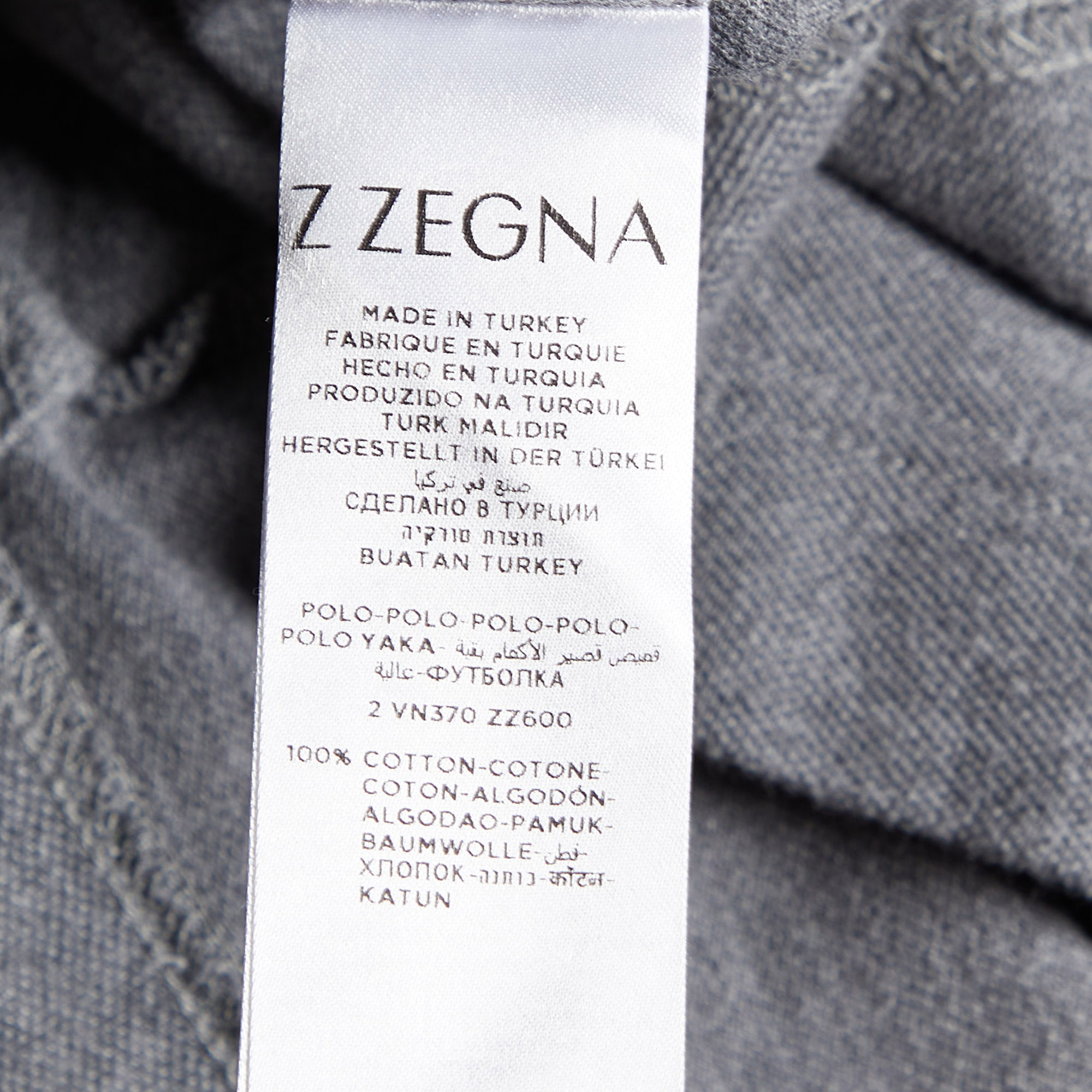 Z Zegna Grey Cotton Pique Polo T-Shirt XL