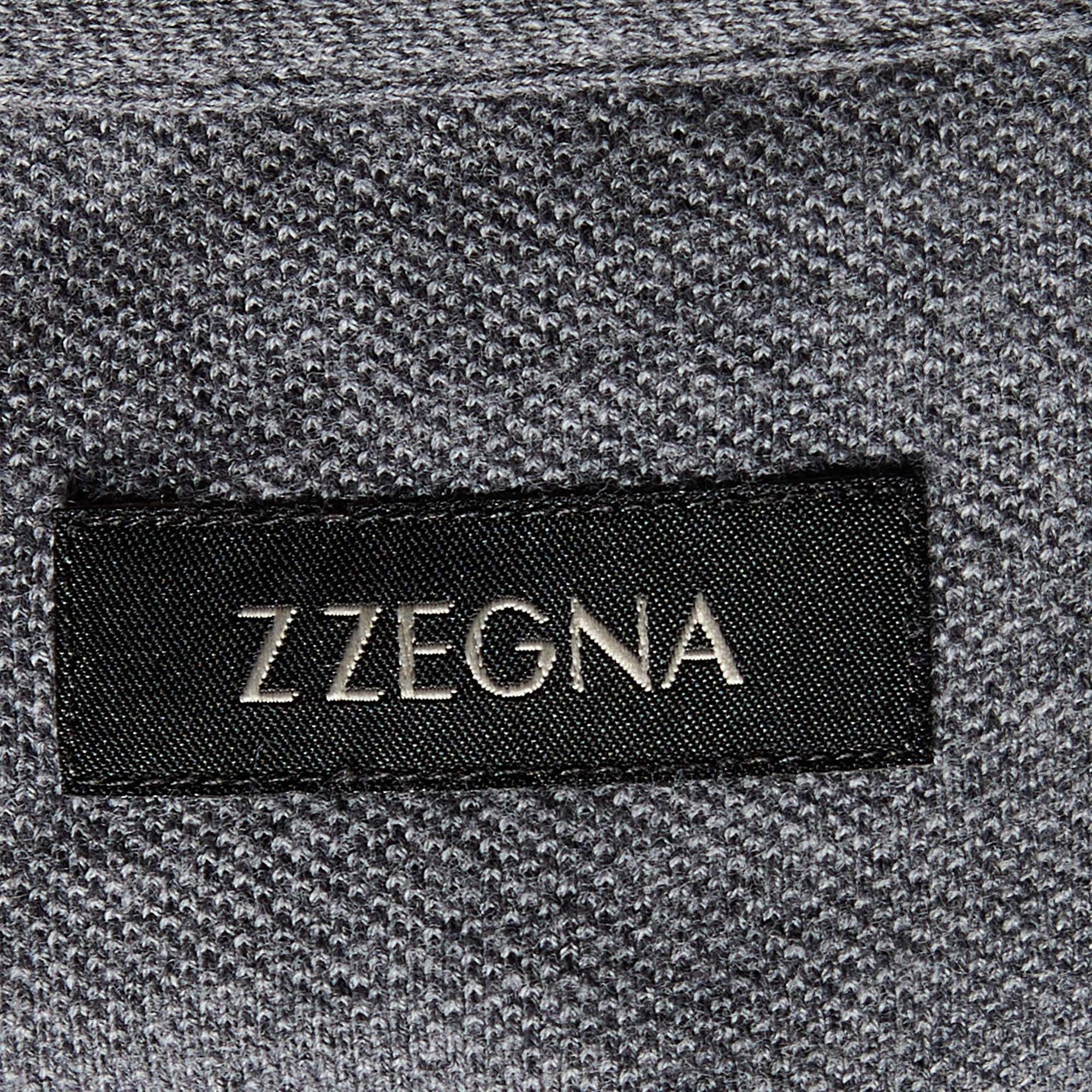 Z Zegna Grey Cotton Pique Polo T-Shirt XL