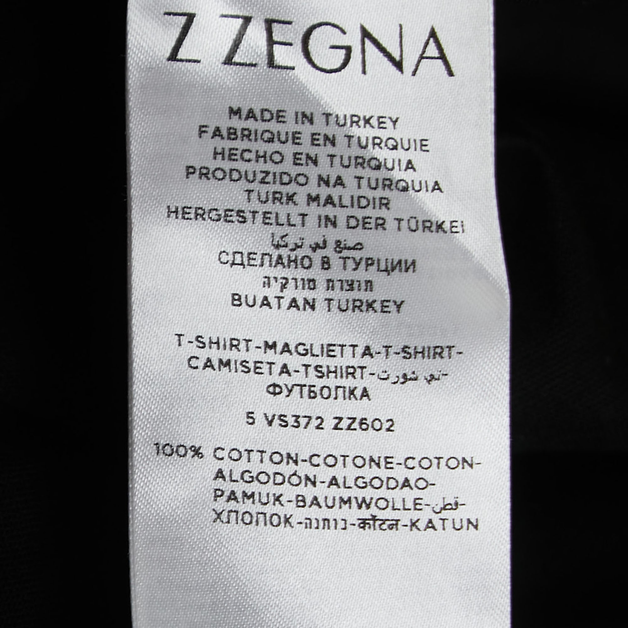 Z Zegna Black Cotton Logo Print Detail Crew Neck T-Shirt XXL