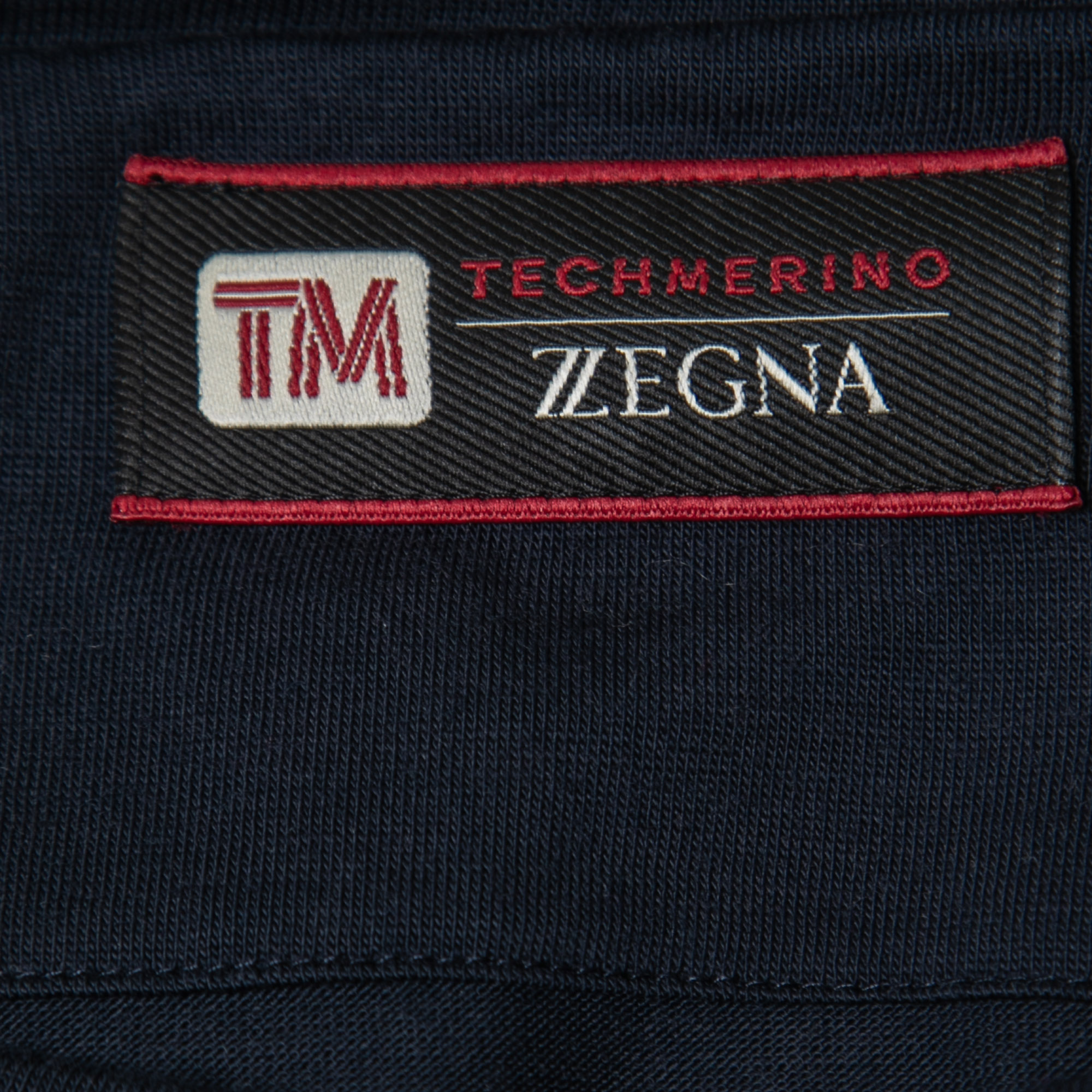 Z Zegna Techmerino Navy Blue Striped Wool Crew Neck T-Shirt XL