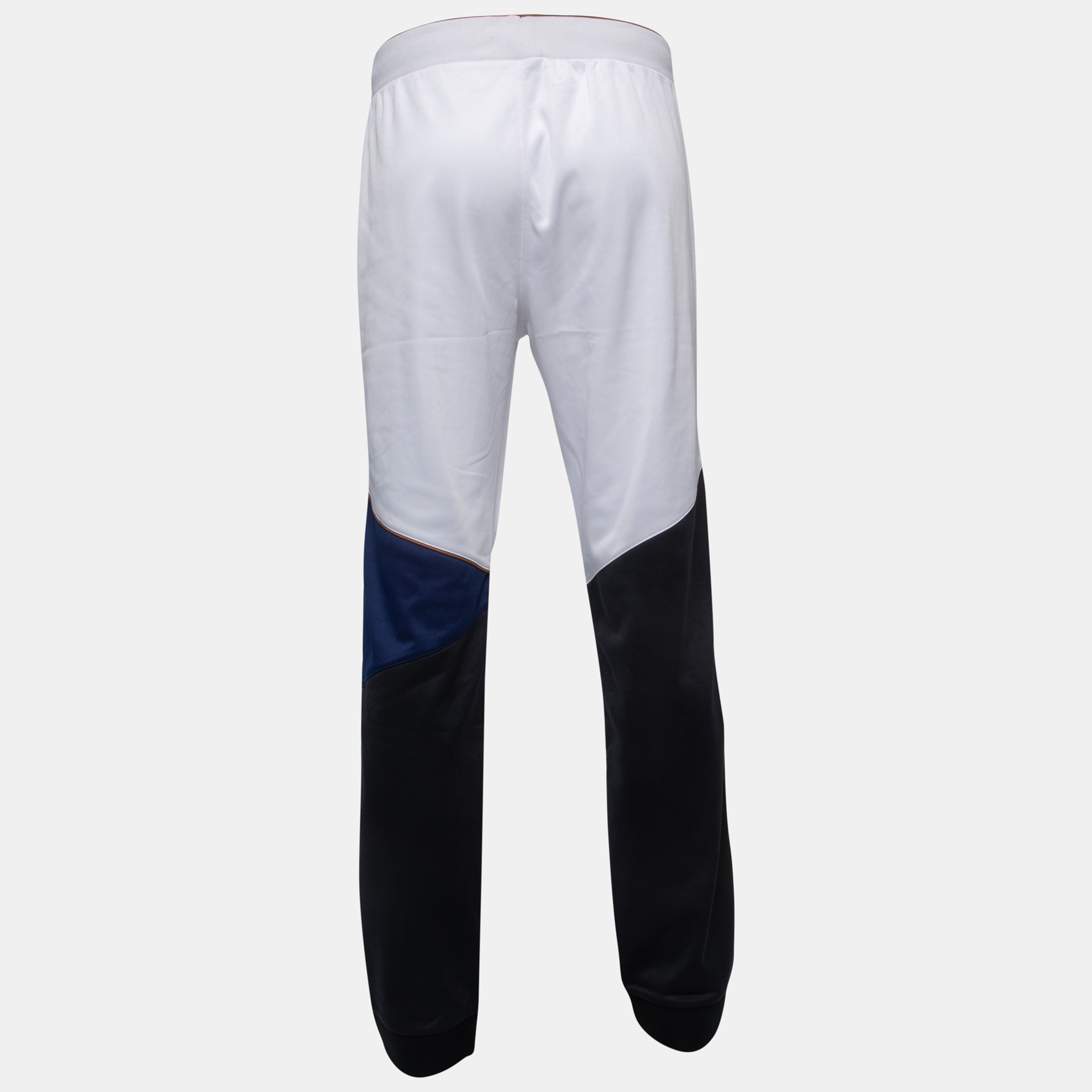 Z Zegna White/Navy Blue Logo Print Synthetic Joggers XL