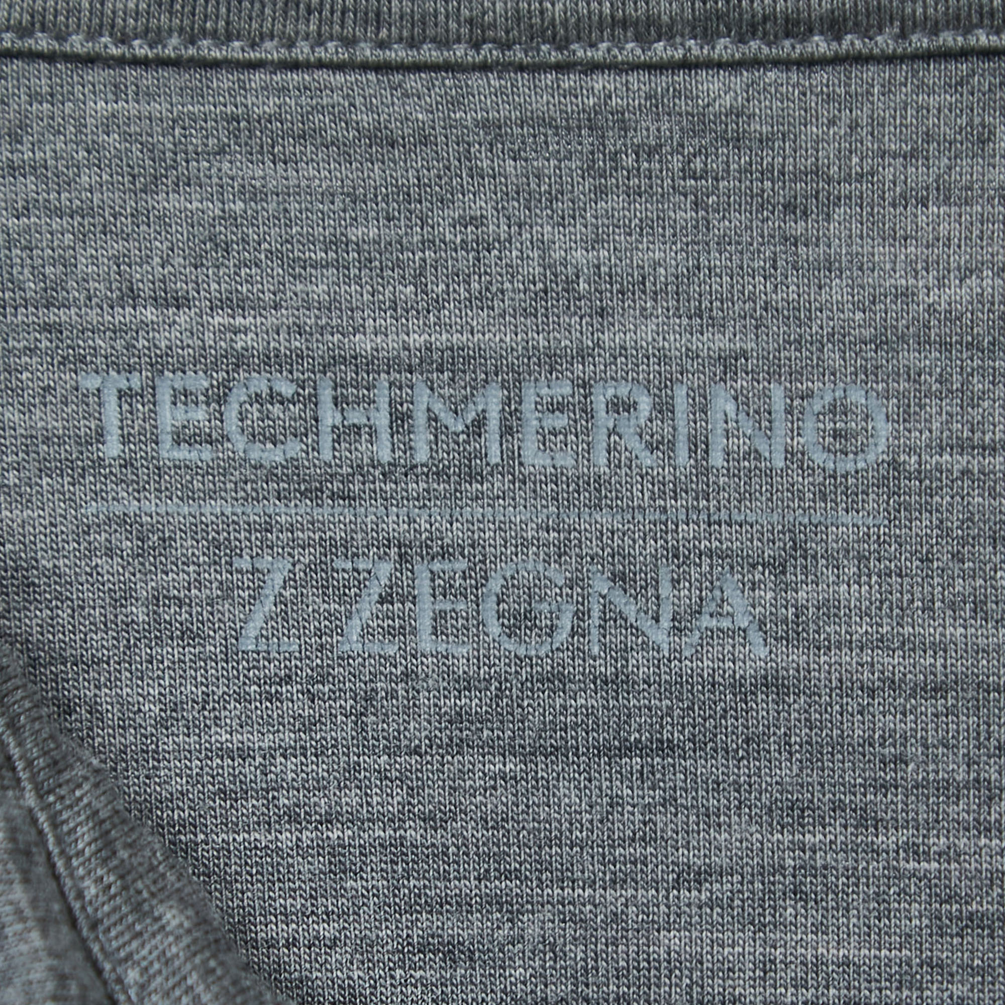 Z Zegna Techmerino Grey Jersey Polo T-Shirt L