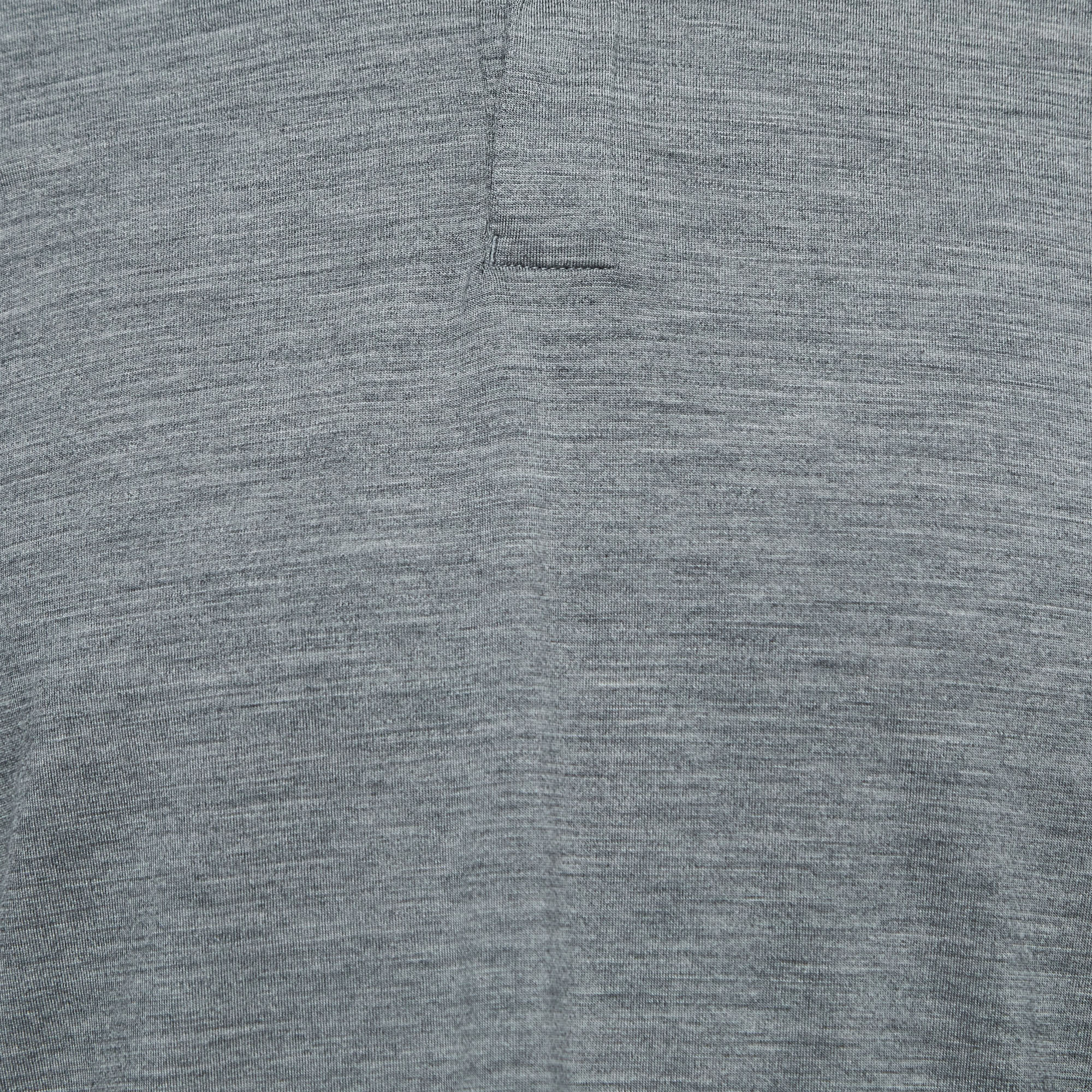 Z Zegna Techmerino Grey Jersey Polo T-Shirt L