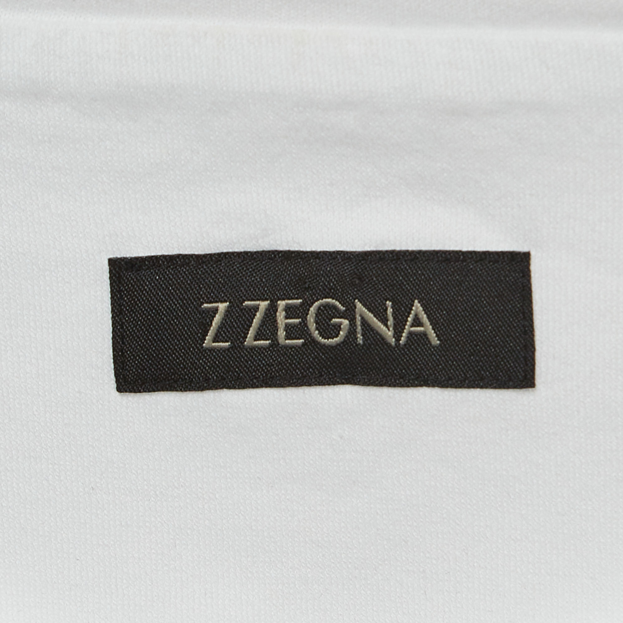 Z Zegna White Printed Cotton Crew Neck T-Shirt M